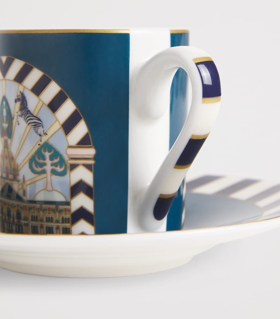 Bone China Enchanted Emporium Building Espresso Cup and Saucer BLACK Image 3