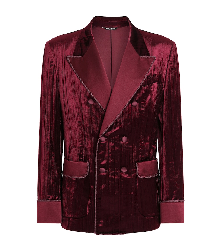 Double-Breasted Velvet Tuxedo Blazer F0130-DARK AUBERGINE Image 1