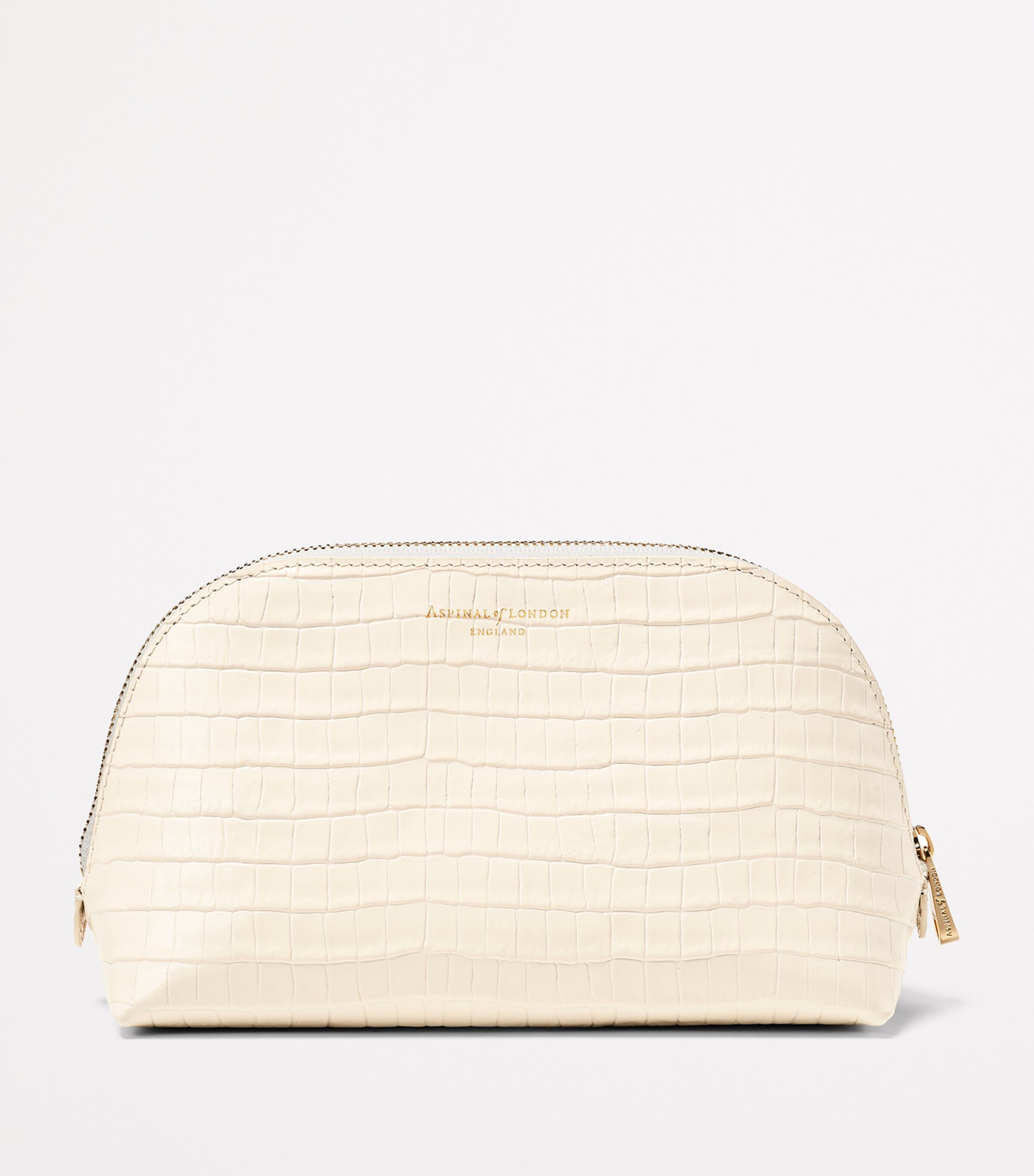 Small Croc-Embossed Leather Classic Make-Up Bag IVORY Image 2