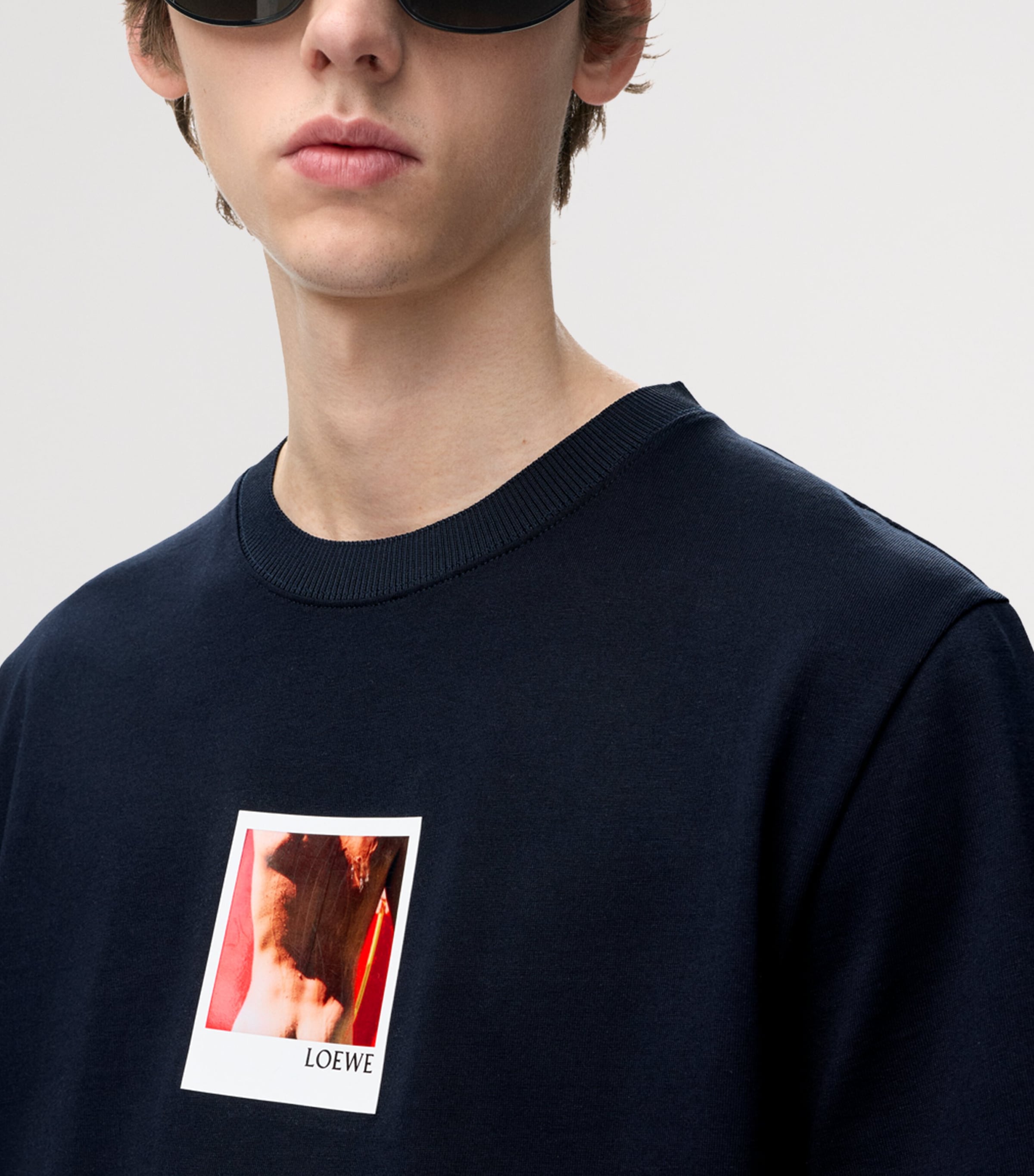 LOEWE Mens Cotton-Blend Printed T-Shirt Navy/white Image 5