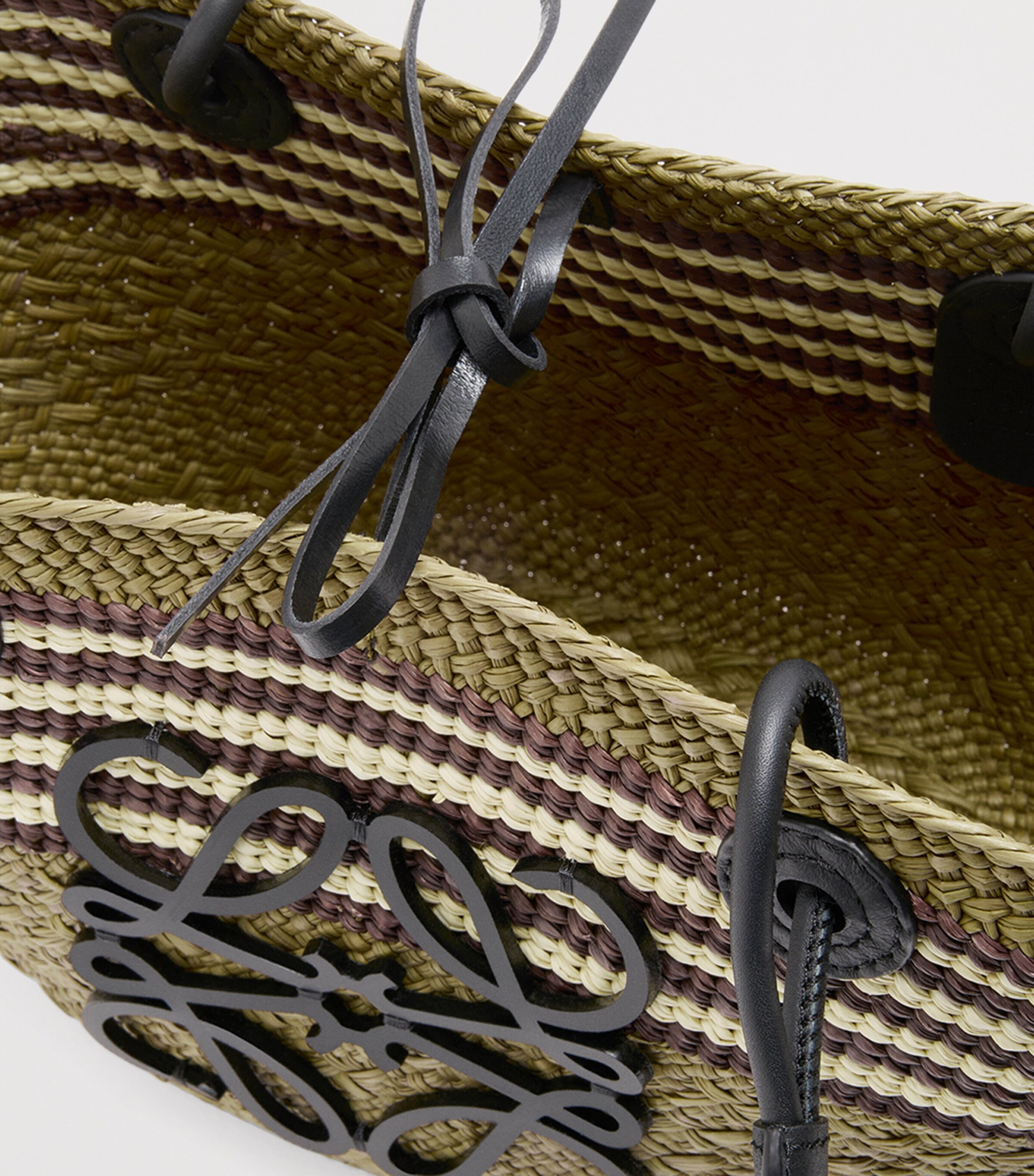 x Paula's Ibiza Anagram Basket Bag DARK KHAKI/BLACK Image 4