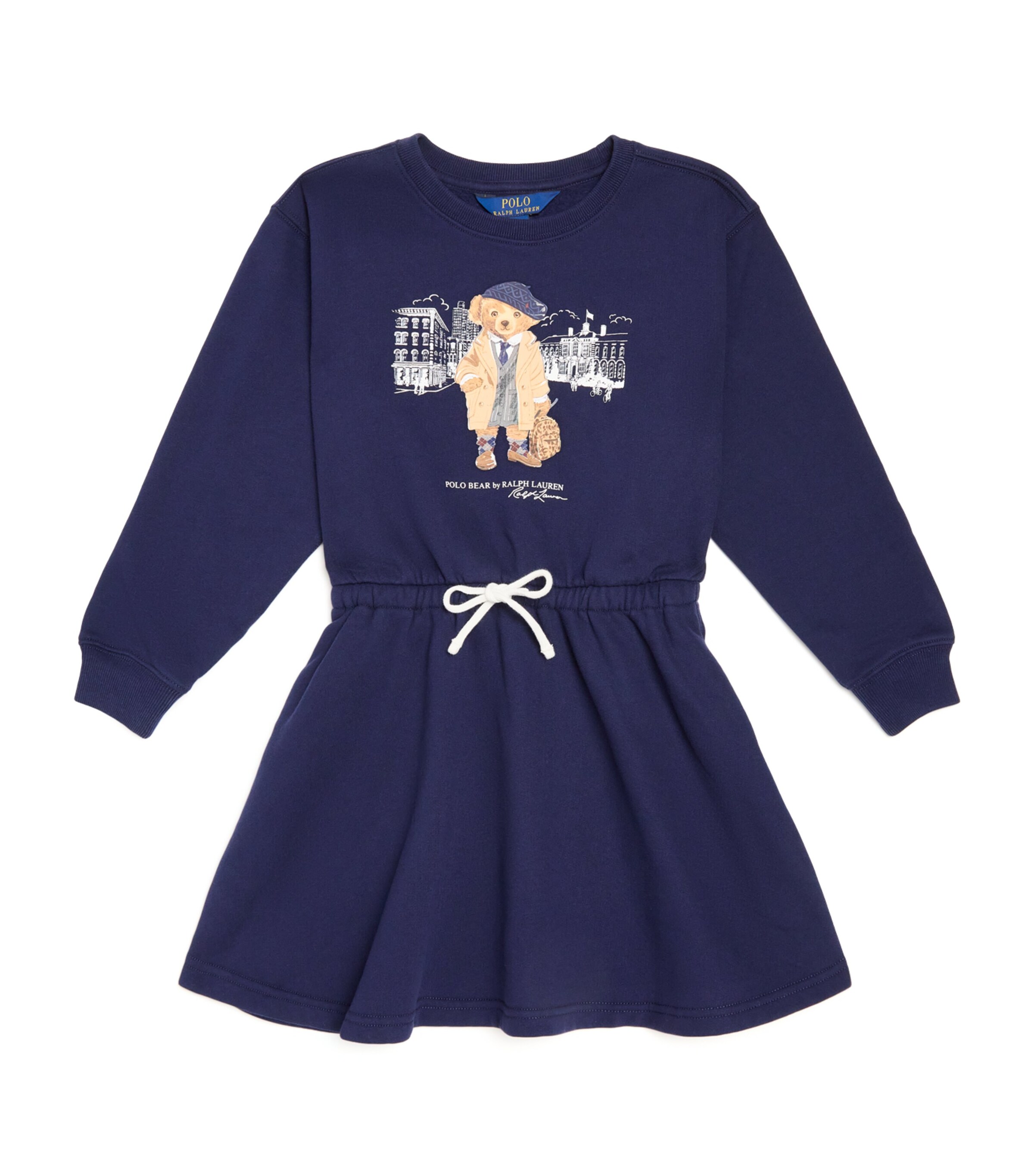 Ralph Lauren Kids Cotton-Blend Polo Bear Sweatshirt Dress (2-7 Years) Navy Image 1