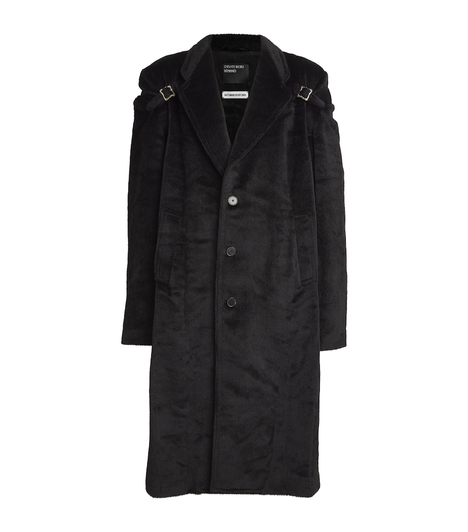 Enfants Riches Déprimés Mens Suri Alpaca-Wool Buckle-Detail Overcoat Black Image 1