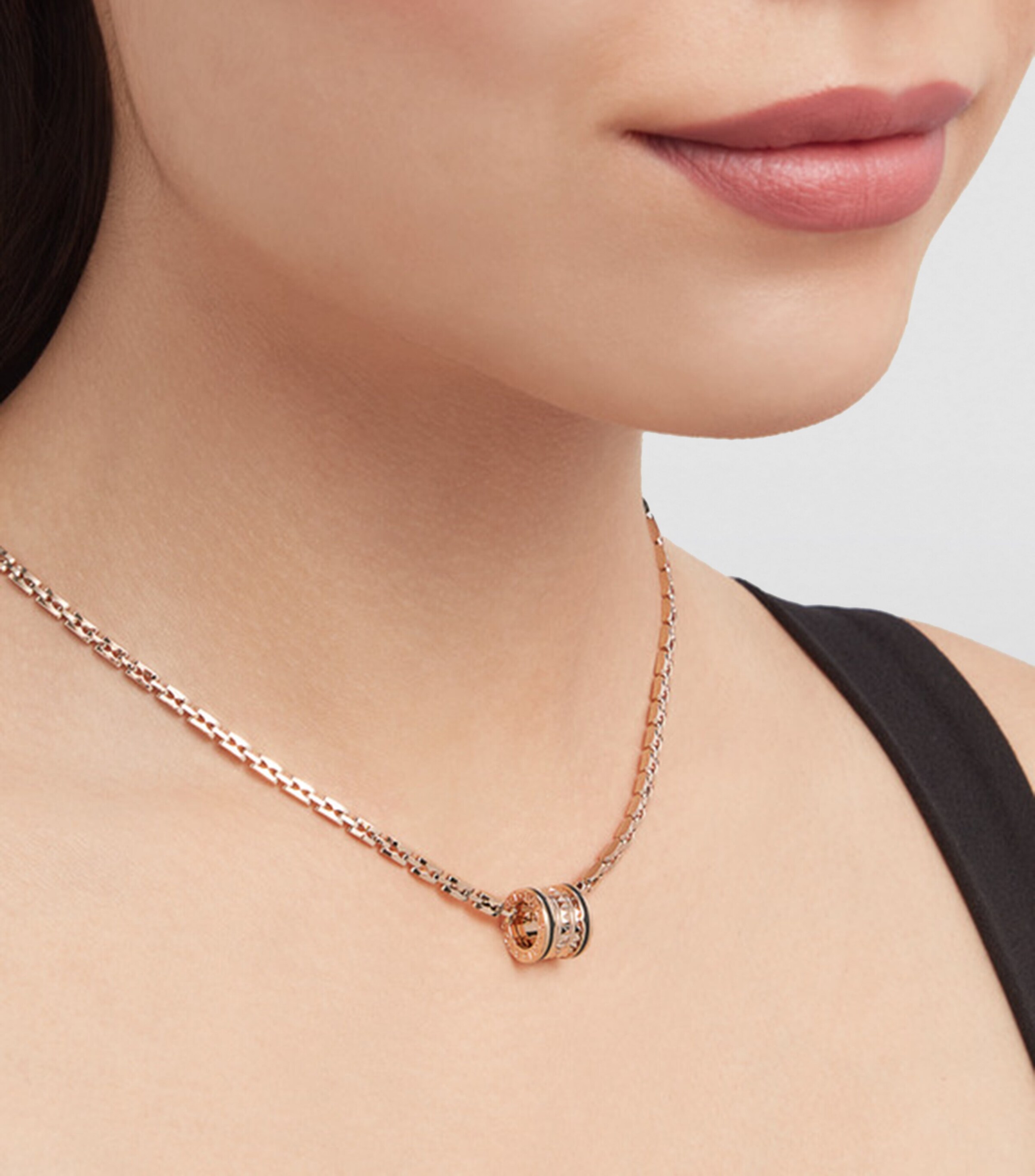 Rose Gold and Ceramic B.zero1 Pendant Necklace PINK GOLD Image 7