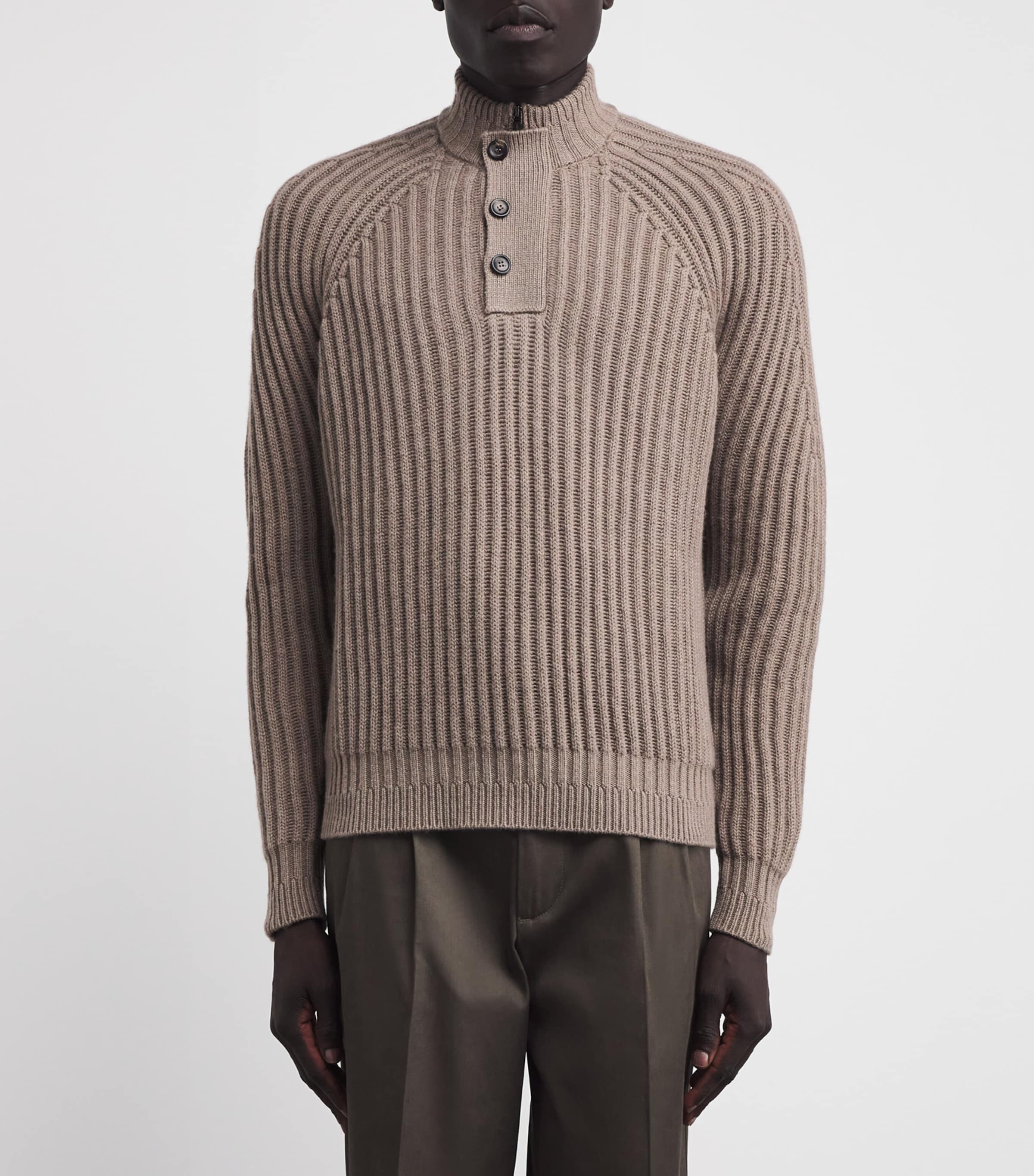Colombo Kid Cashmere Mock-neck Sweatshirt In Brown