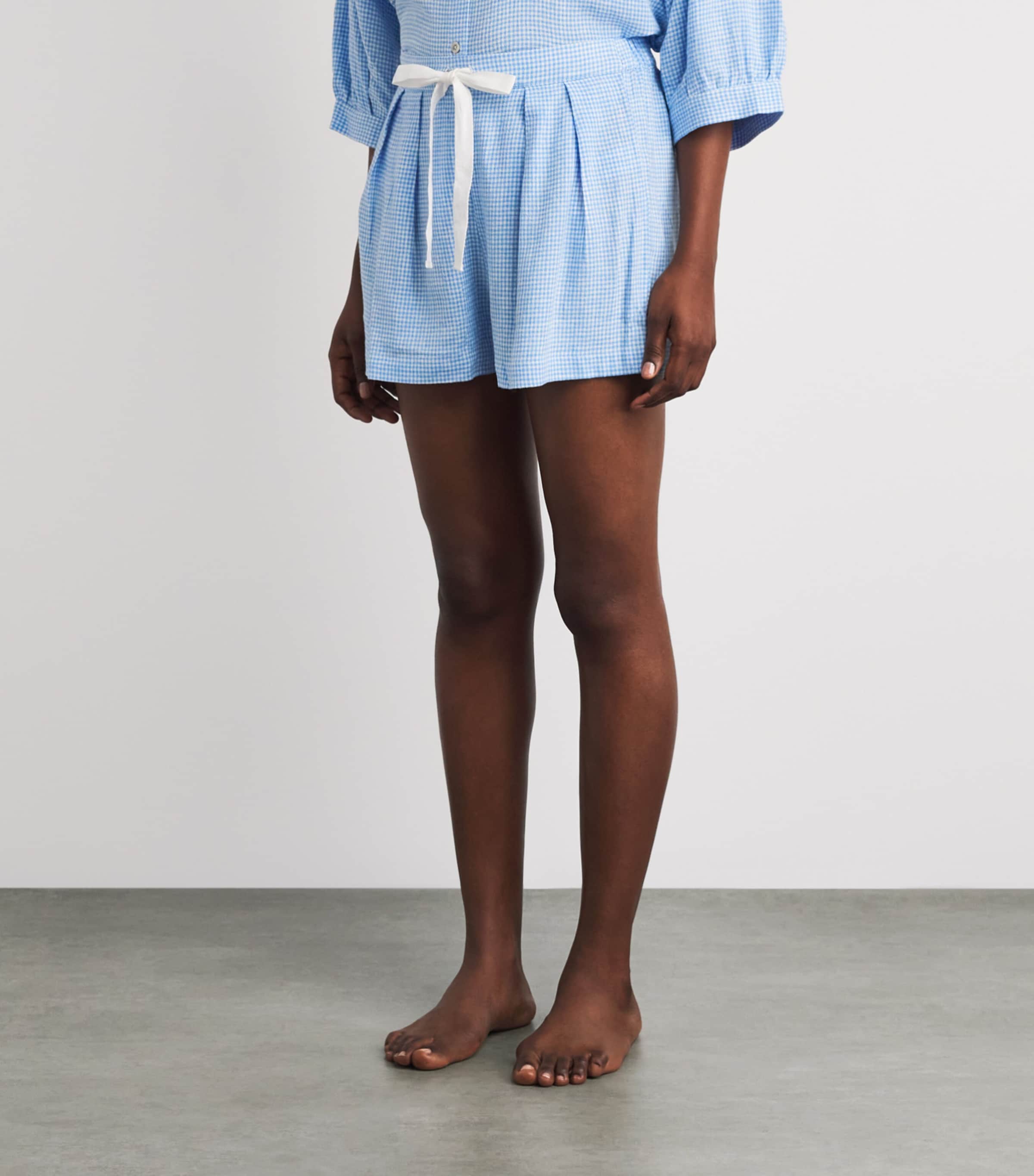 Eberjey Womens Linen-Blend Gingham Pyjama Shorts Gwsb Gingham Wh Image 4