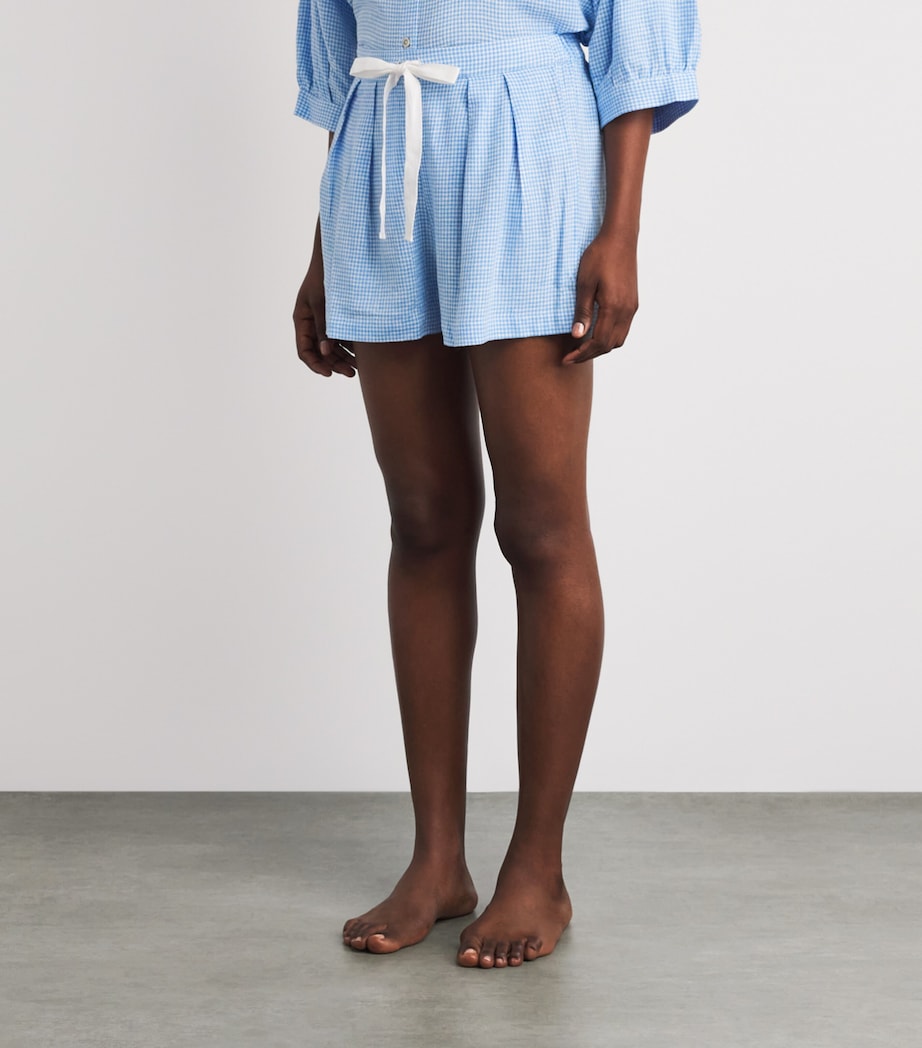 Eberjey Womens Linen-Blend Gingham Pyjama Shorts Gwsb Gingham Wh Image 4
