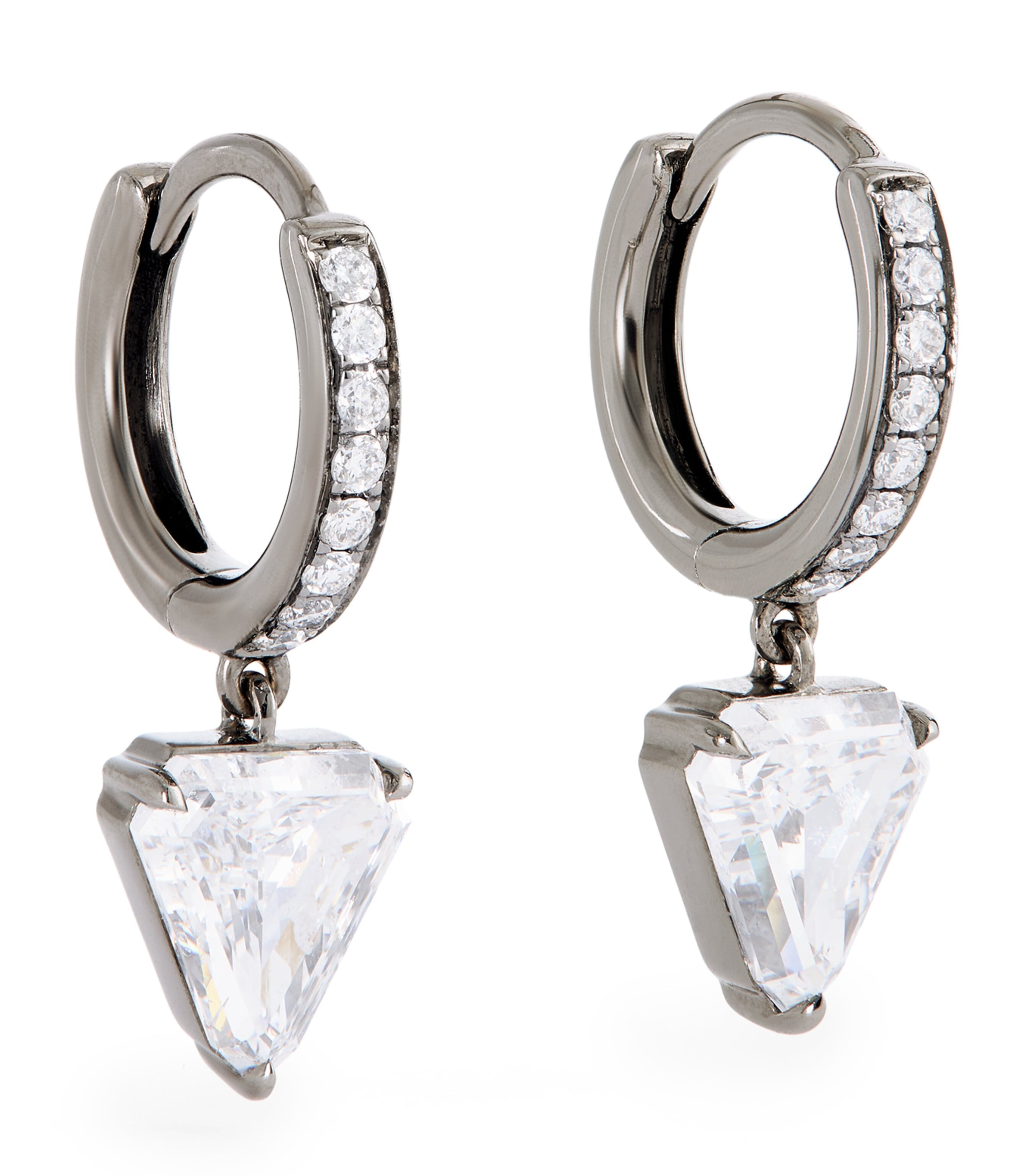 Eva Fehren White Gold And Diamond Shield Earrings In Gray