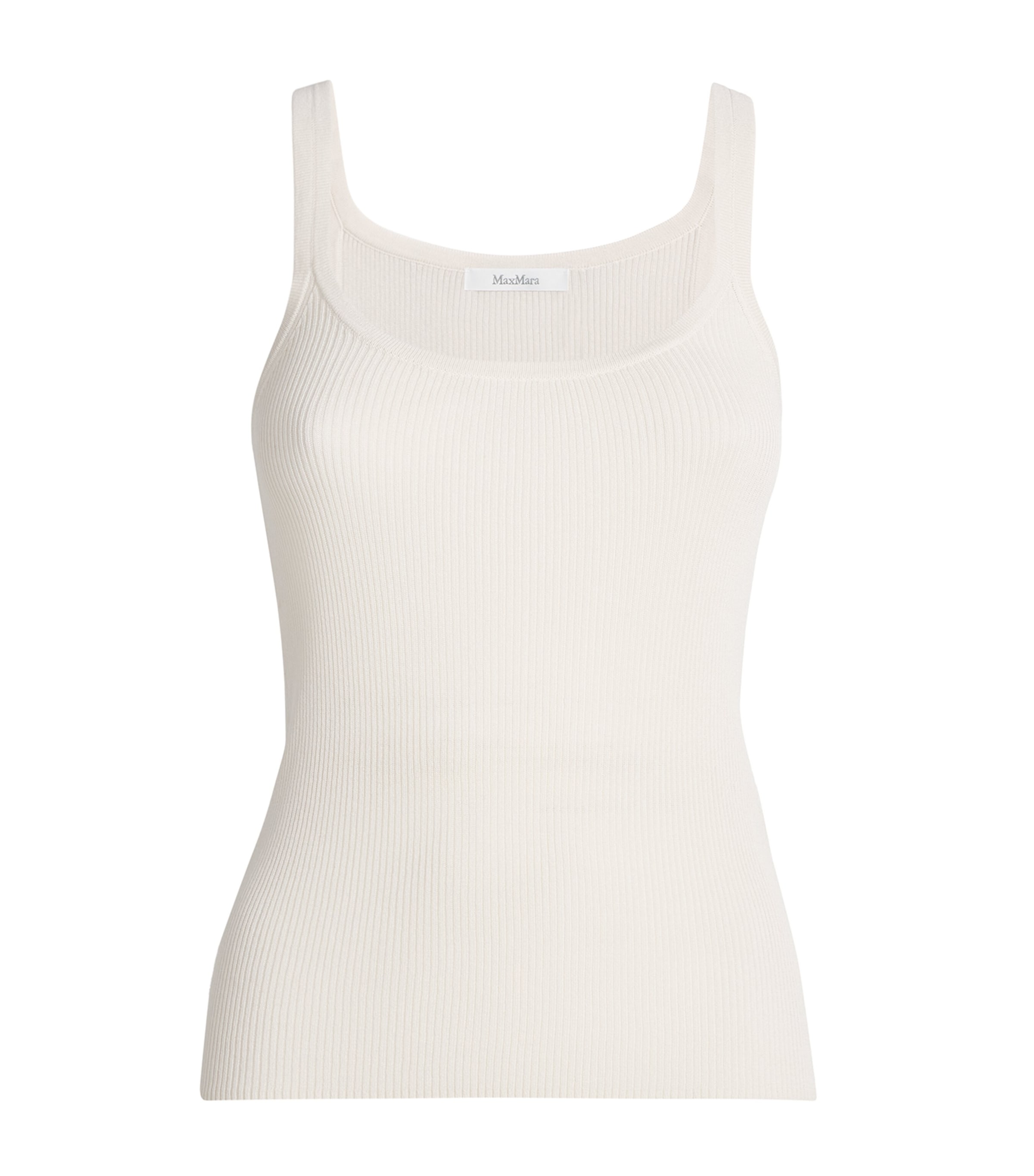 Max Mara Helier Ribbed-knit Cotton-blend Tank Top In Neutral