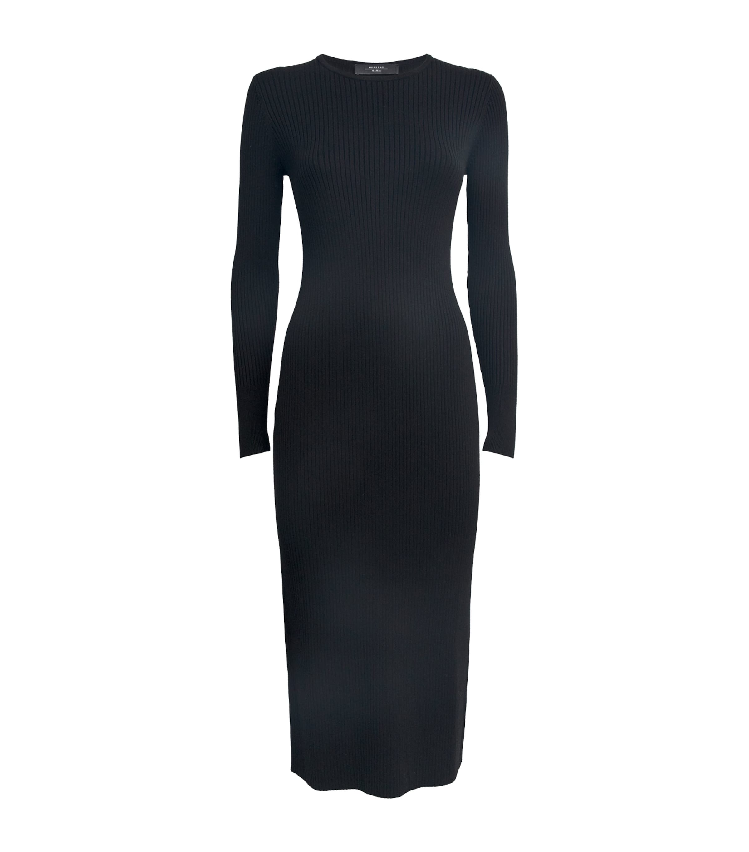 Weekend Max Mara Ribbed Knitted Midi Dress In Black