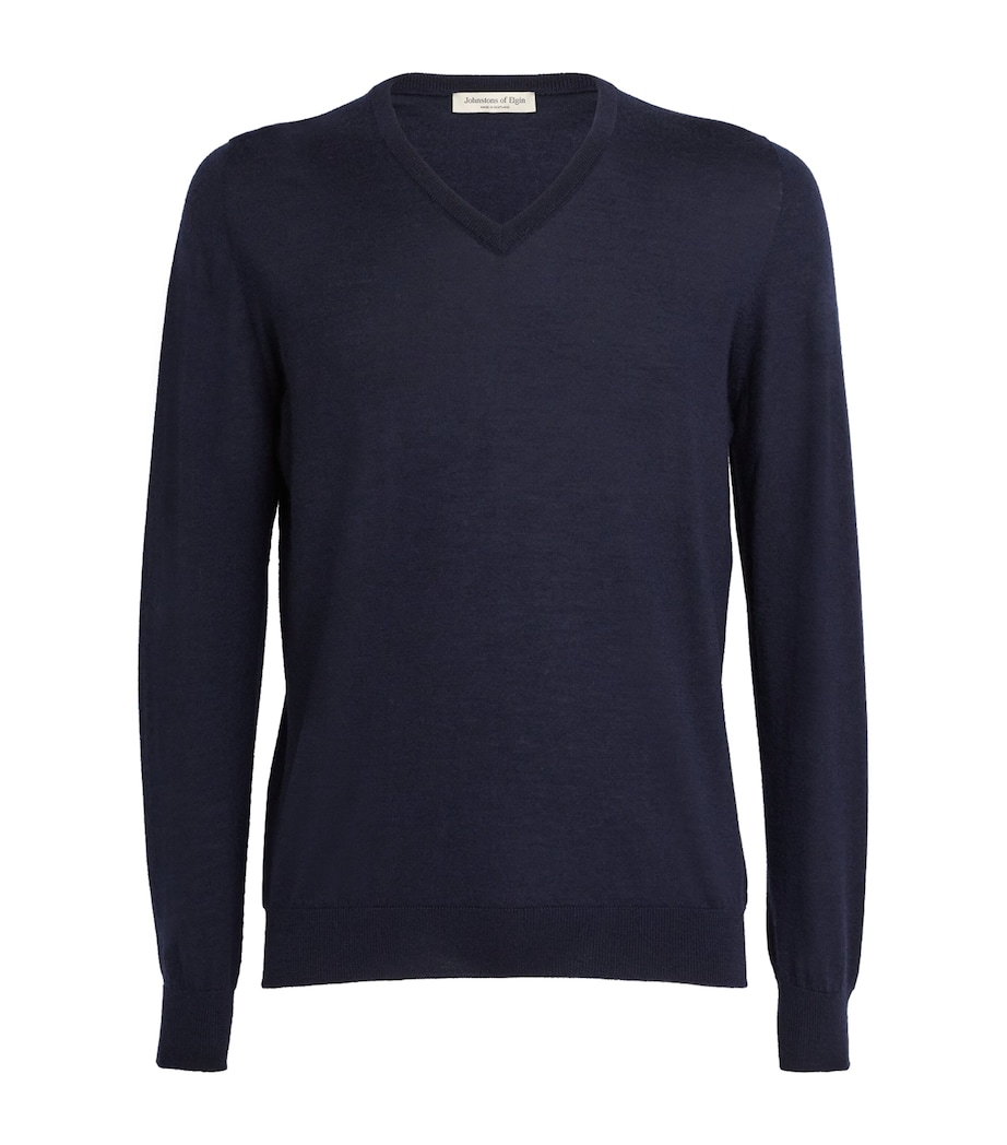 Superfine Cashmere V-Neck Sweater SD7600 DARK NAVY Image 1