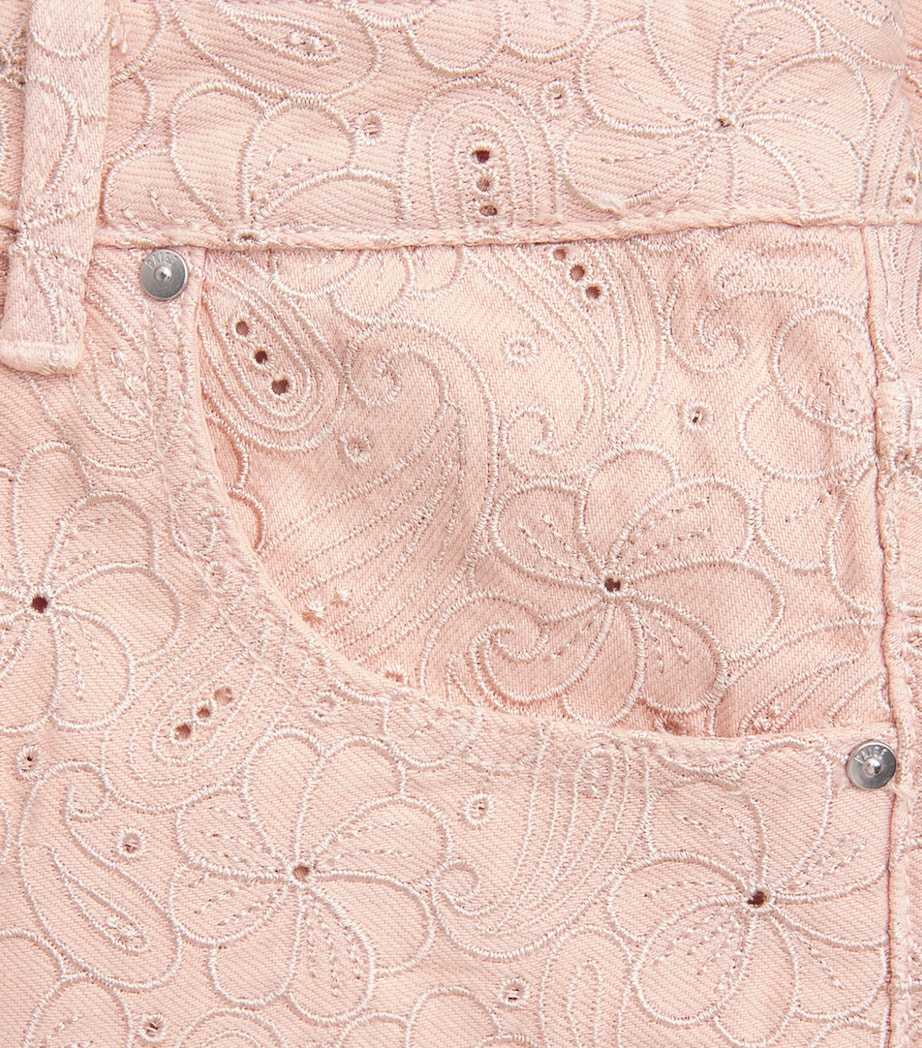 PAIGE Womens Floral Cameron Wide-Leg Jeans Sunset Peach Embr Image 6
