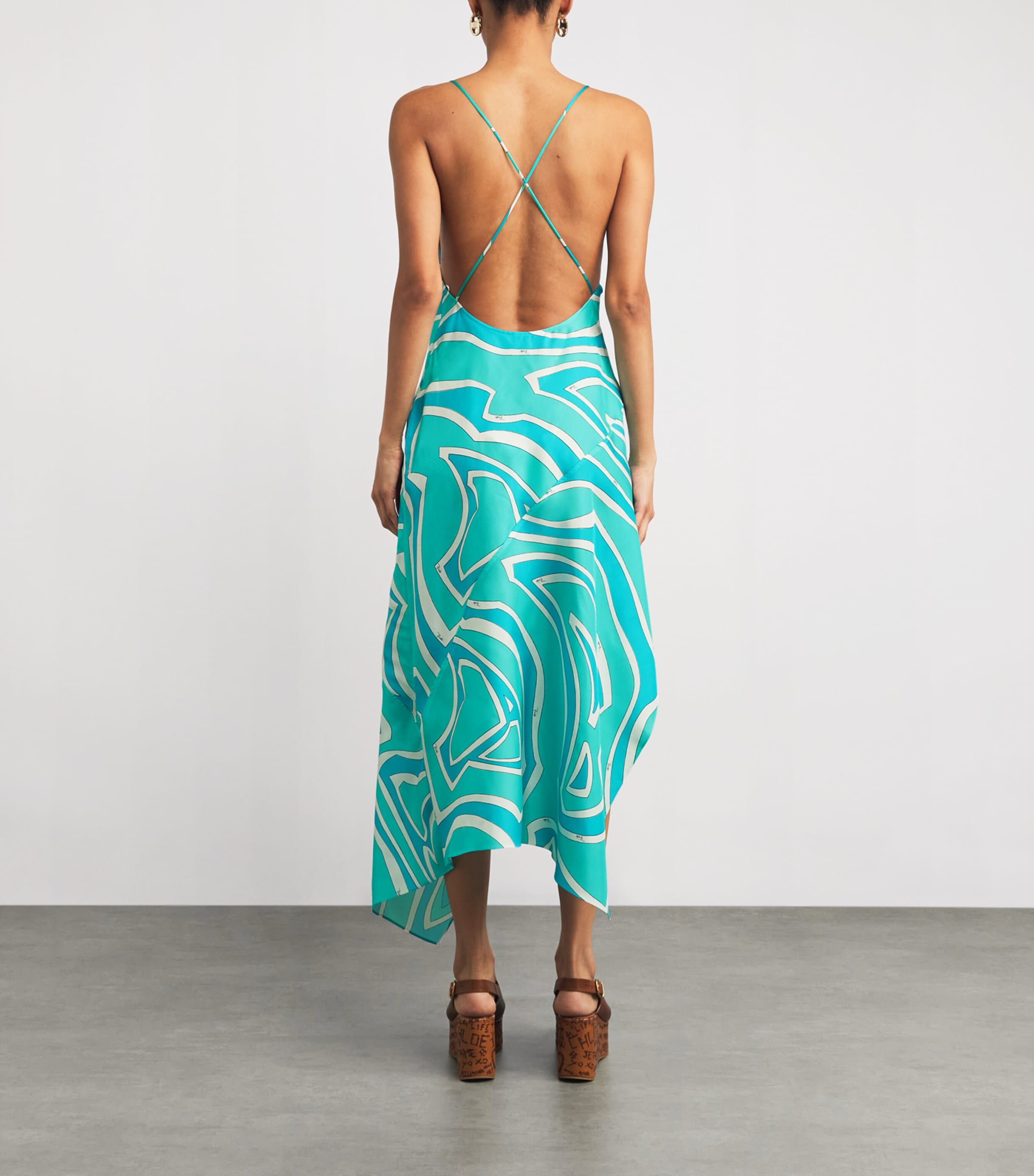 Silk Labirinto Print Midi Dress 053/TURQUOISE Image 3
