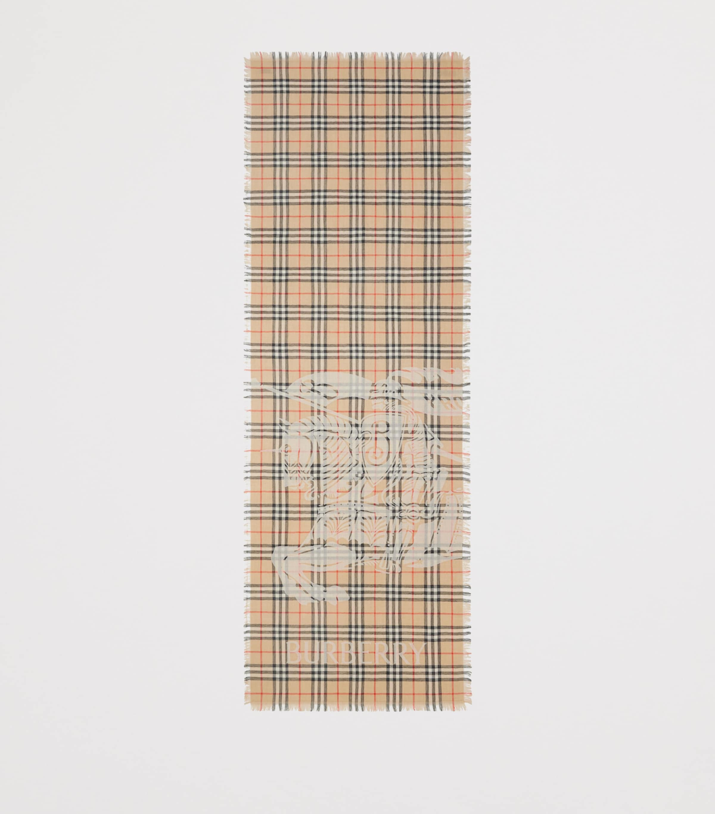 Wool Wide EKD Check Scarf SAND Image 2