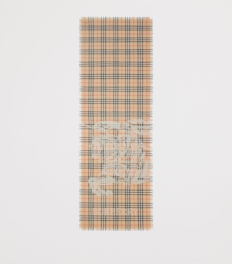 Wool Wide EKD Check Scarf SAND Image 2