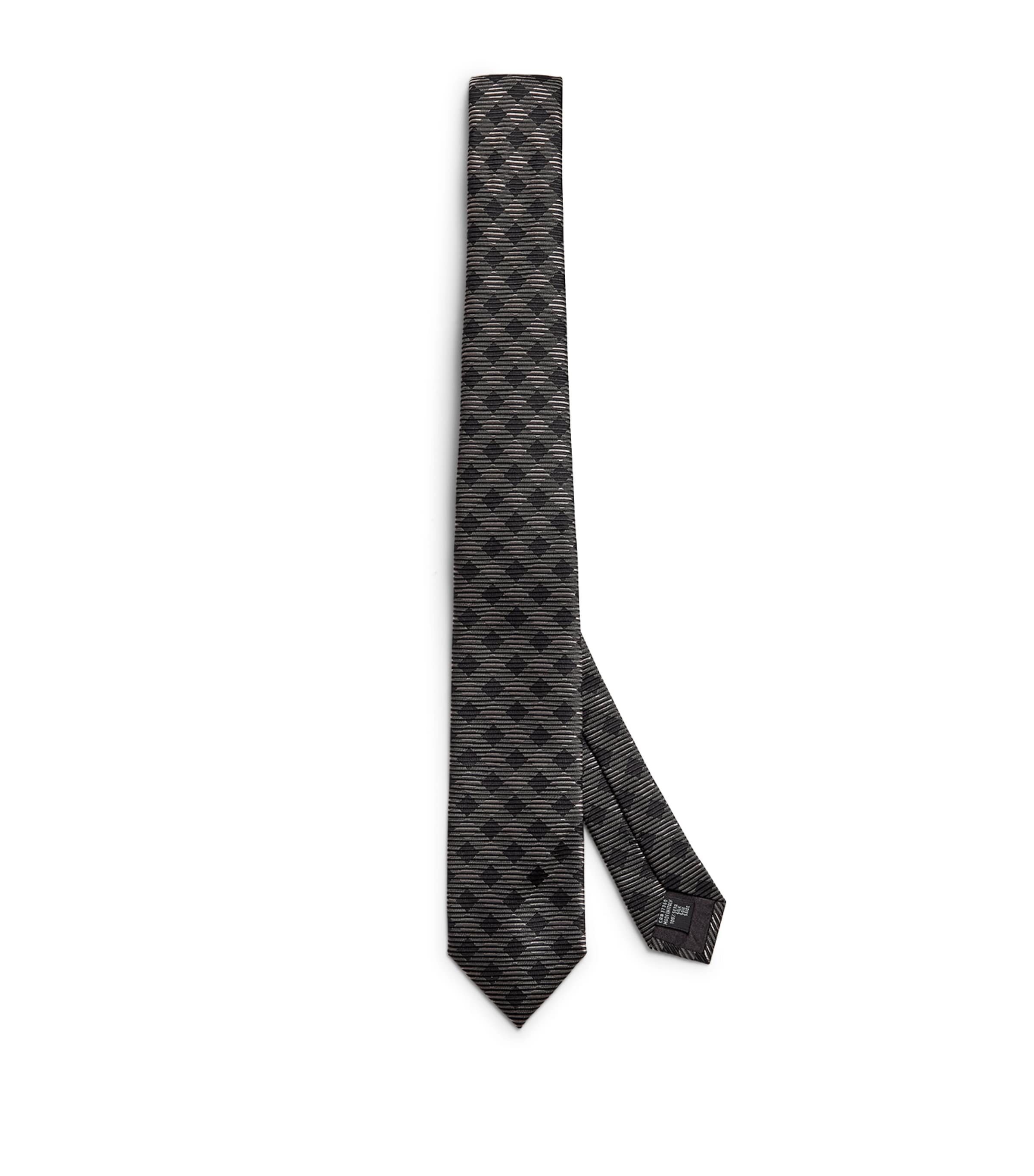Giorgio Armani Silk Jacquard Check Tie In Grey