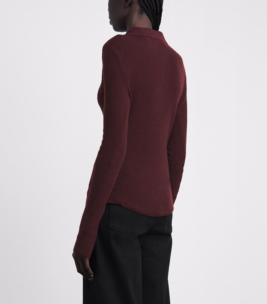 Citizens of Humanity Womens Wool-Cashmere Simone Polo Sweater Burgundy Image 5