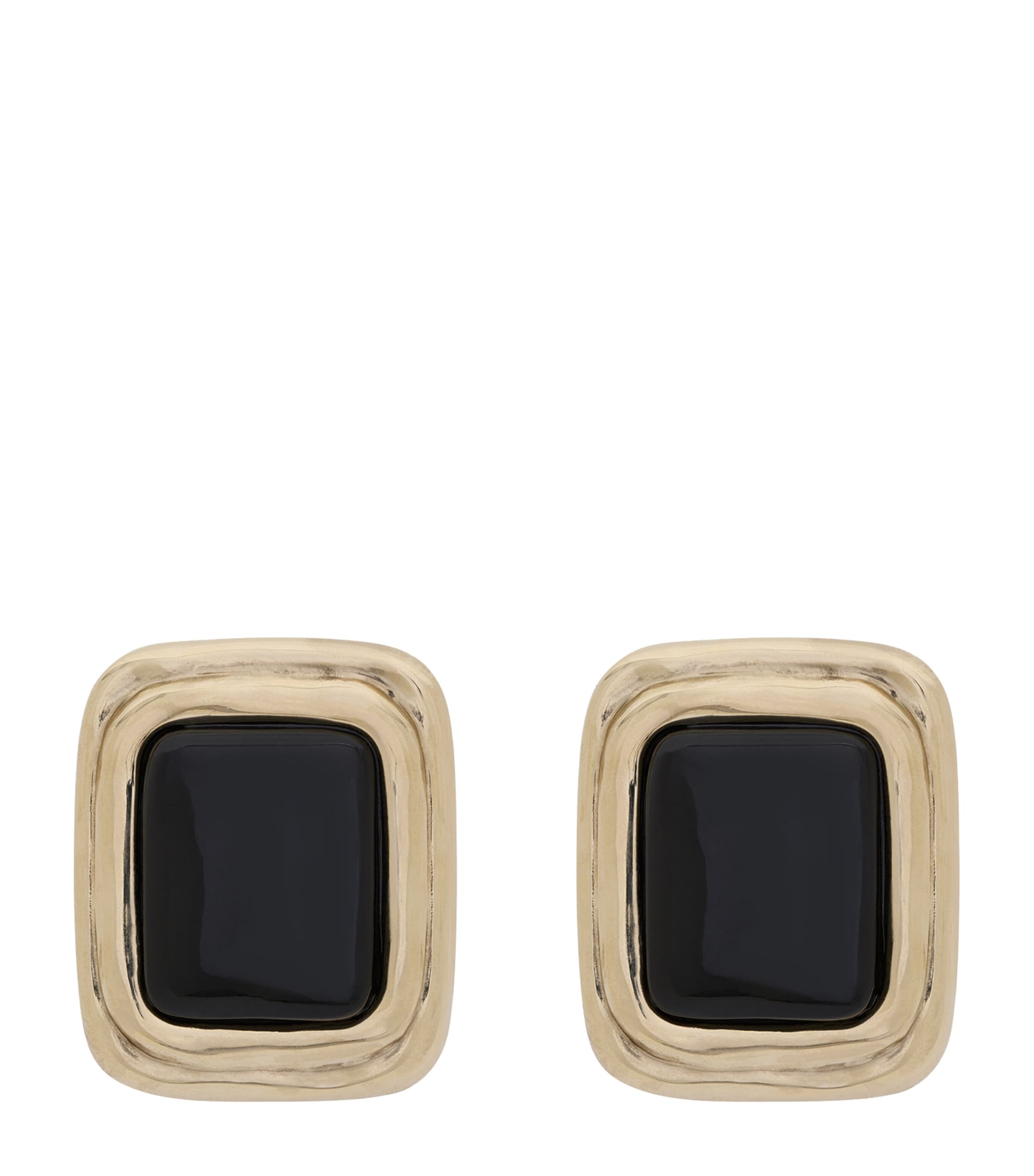 Saint Laurent Cabochon Clip-on Earrings In Black