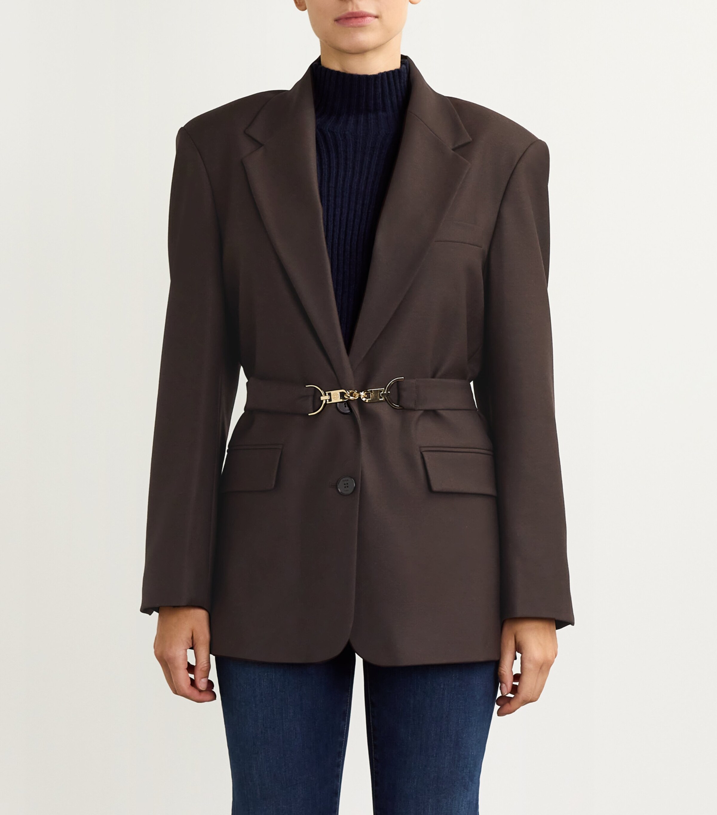 Chain-Detail Blazer BROWN Image 3