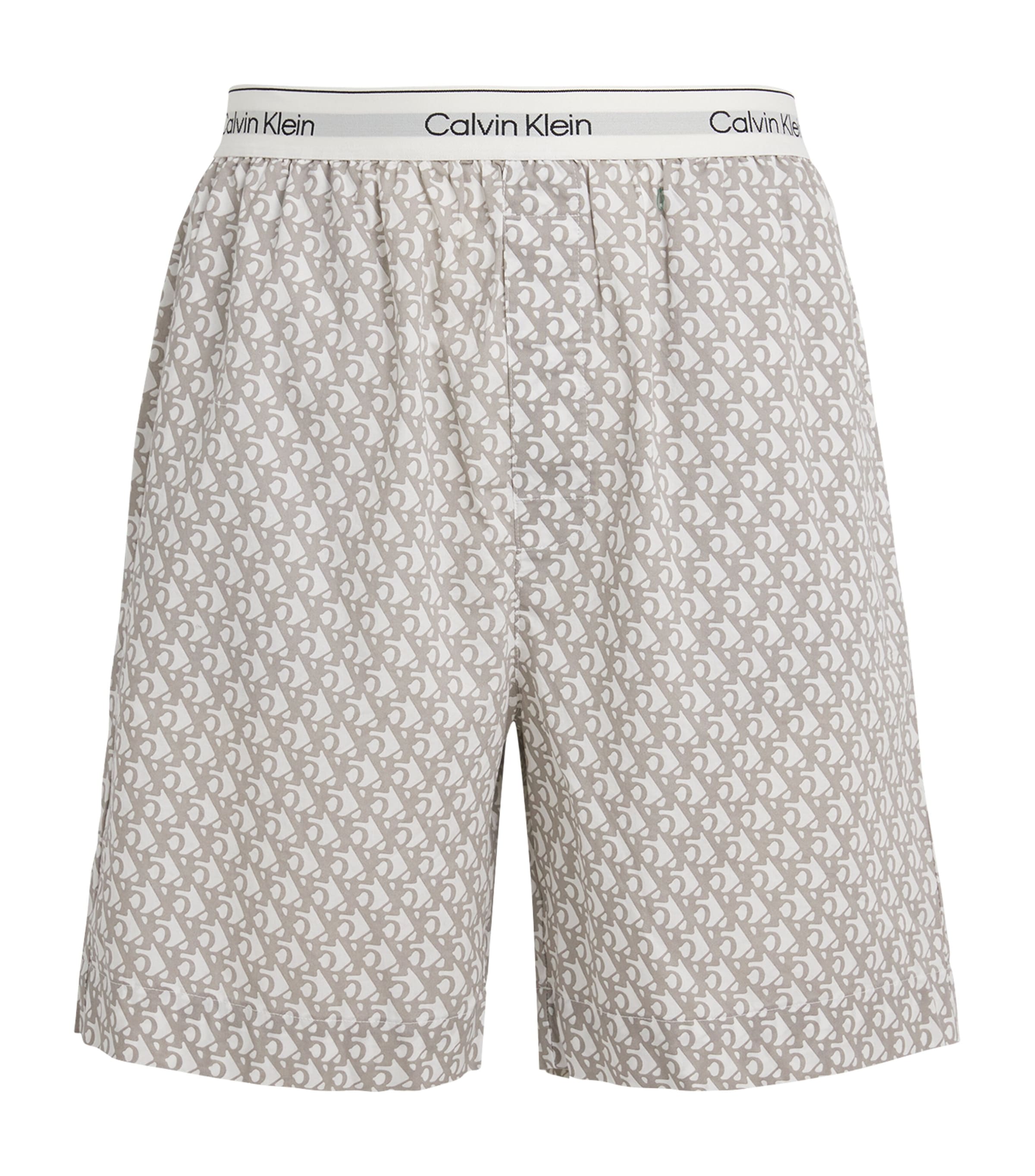 Shop Calvin Klein Monogram Lounge Shorts In Grey