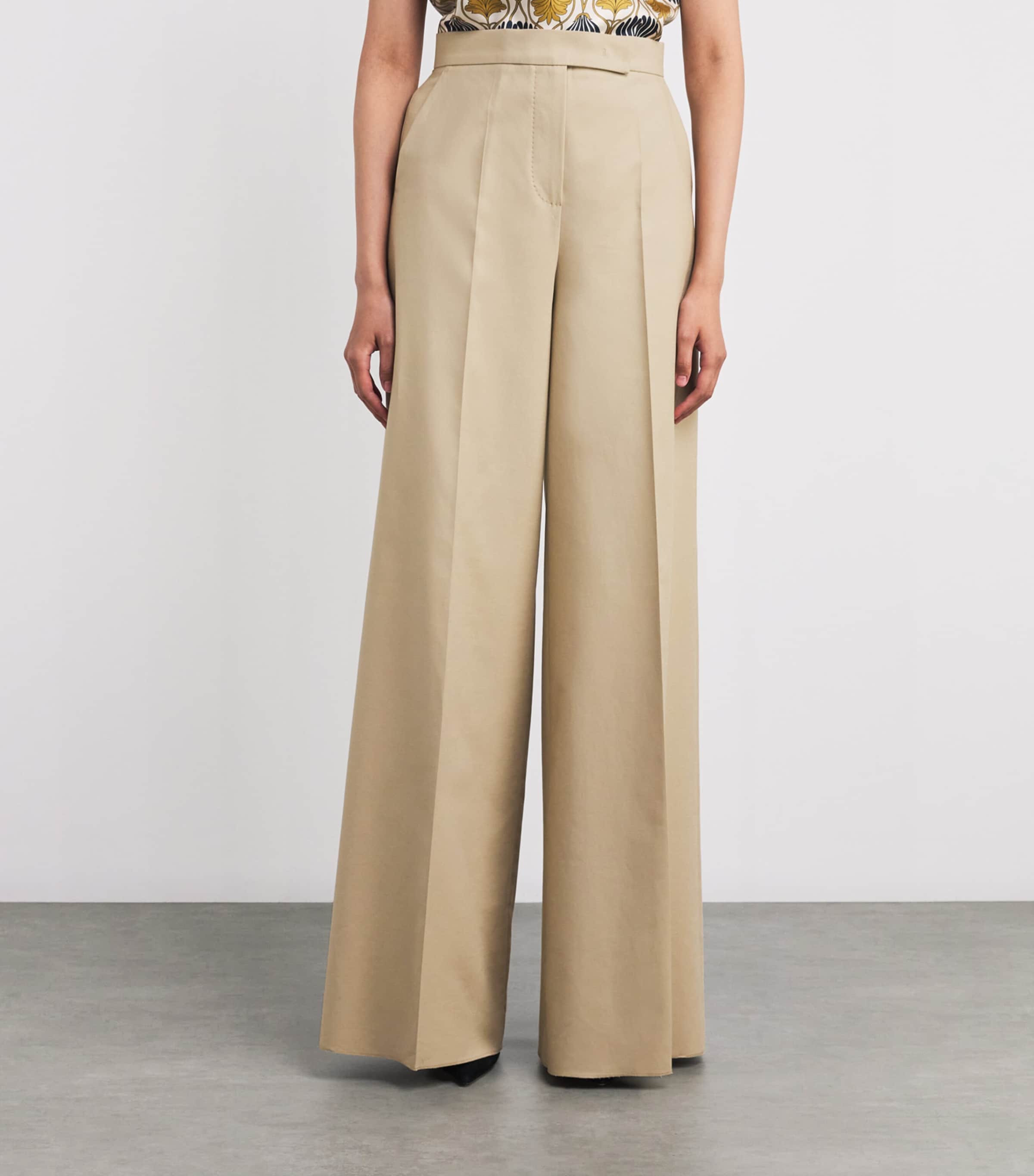 Max Mara Stretch-Cotton Wide-Leg Trousers | Harrods US