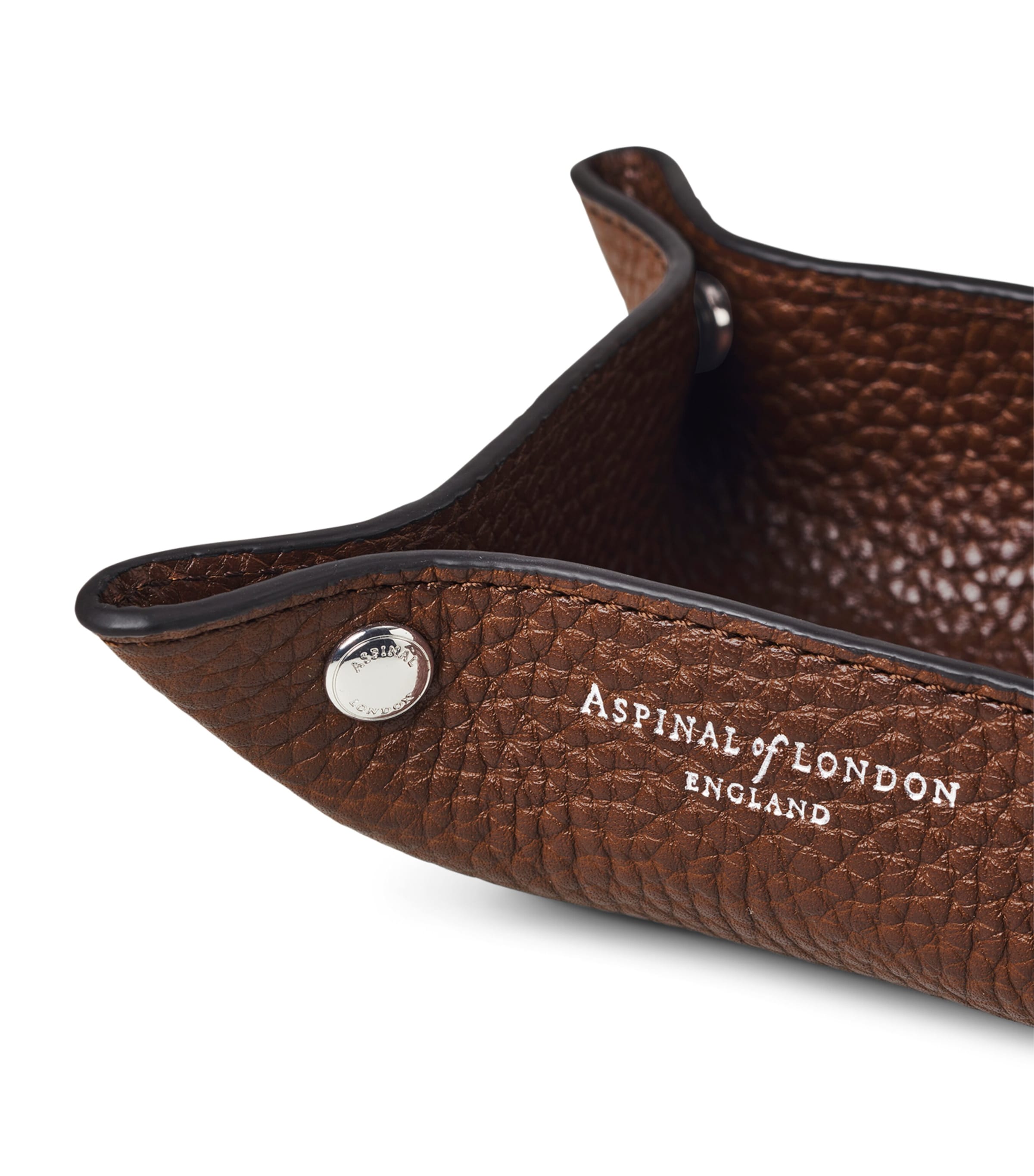 Mini Grained Leather Tidy Tray (9.5cm x 9.5cm) TOBACCO Image 4