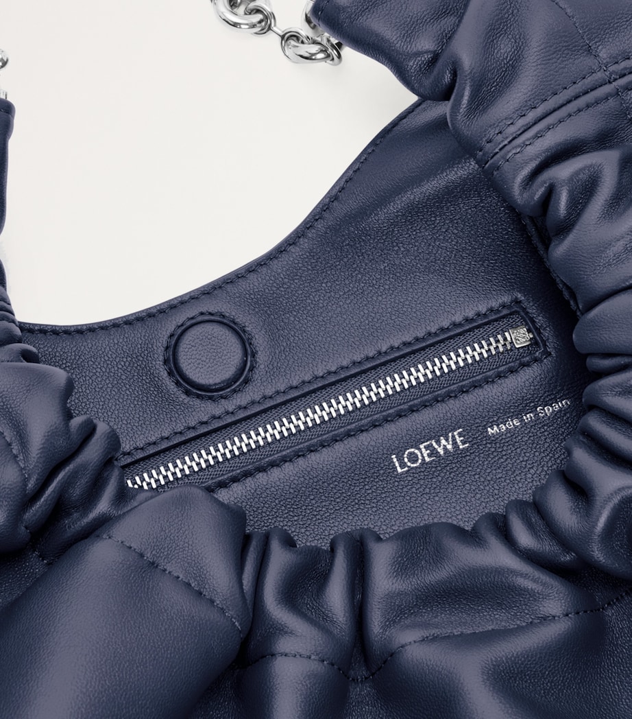 Small Leather Squeeze Top-Handle Bag ABYSS BLUE Image 14