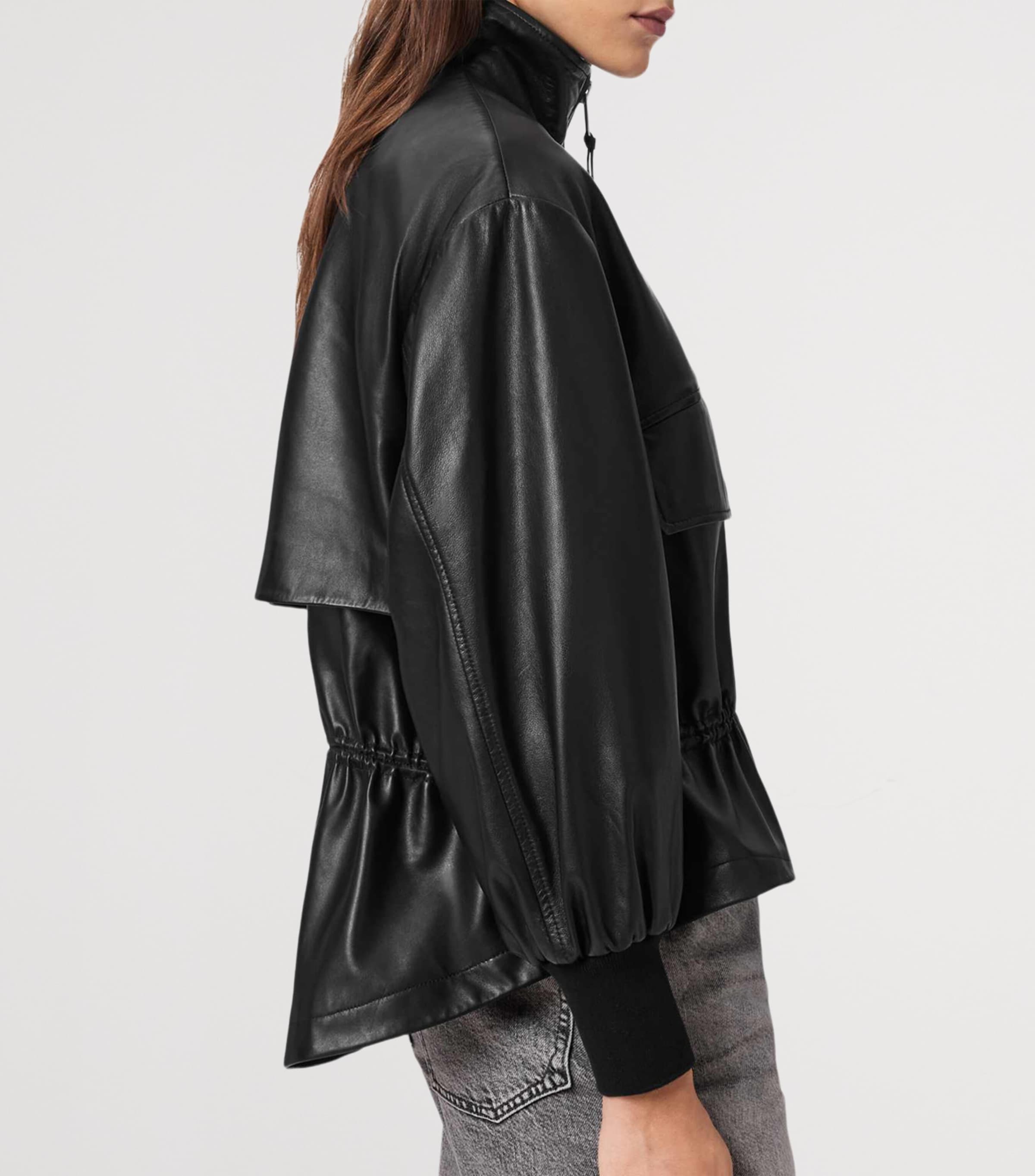 AllSaints Womens Leather Flor Jacket Black Image 7
