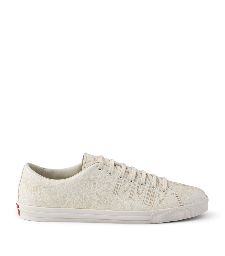 Leather Aged Low-Top Sneakers F0K74 Image 1