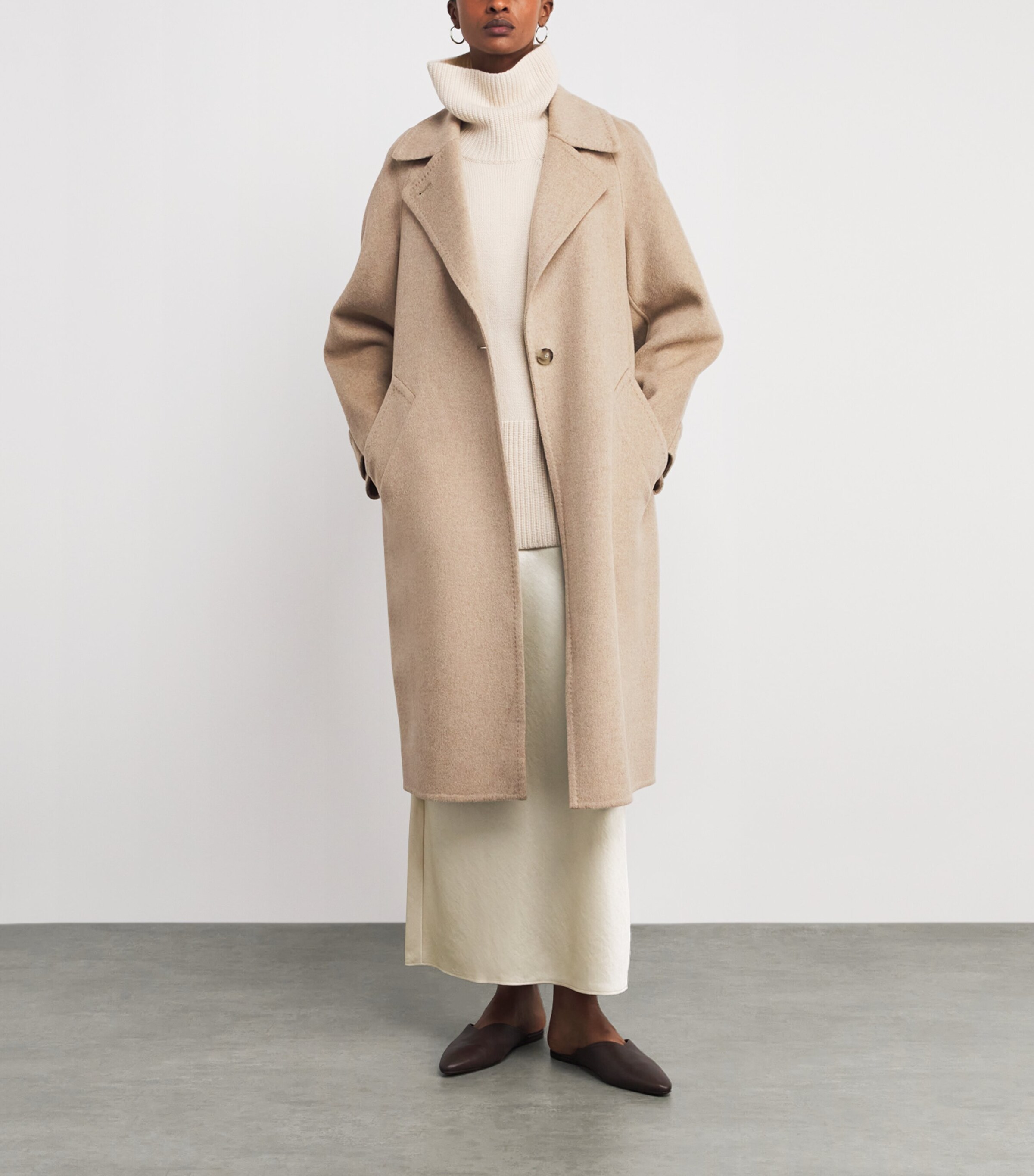 Joseph Womens Wool-Cashmere Franco Coat Powder Melange Image 2