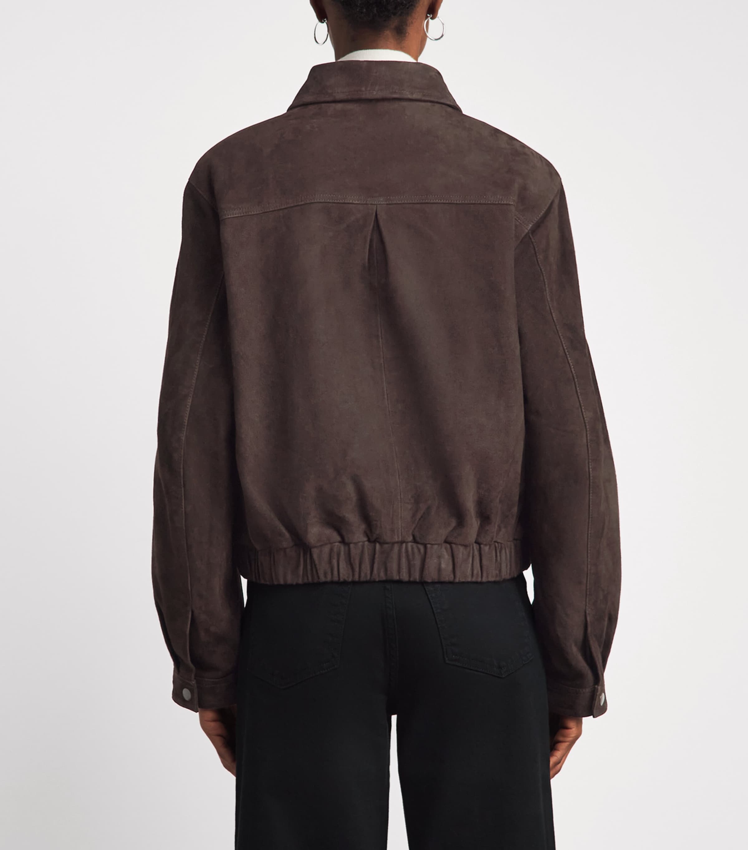 CHAROUX Womens Suede Mimi Cropped Jacket Choc Brown Image 5