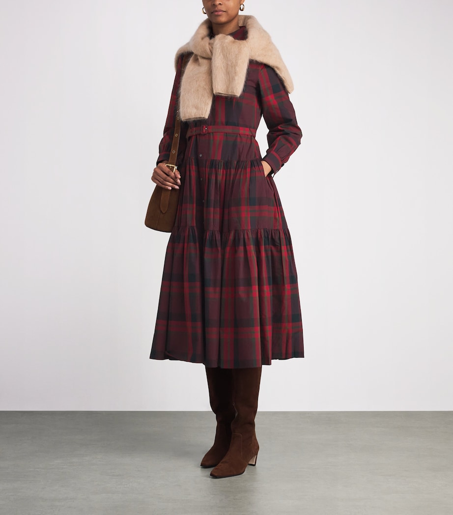 Cotton Check Midi Dress RED Image 2