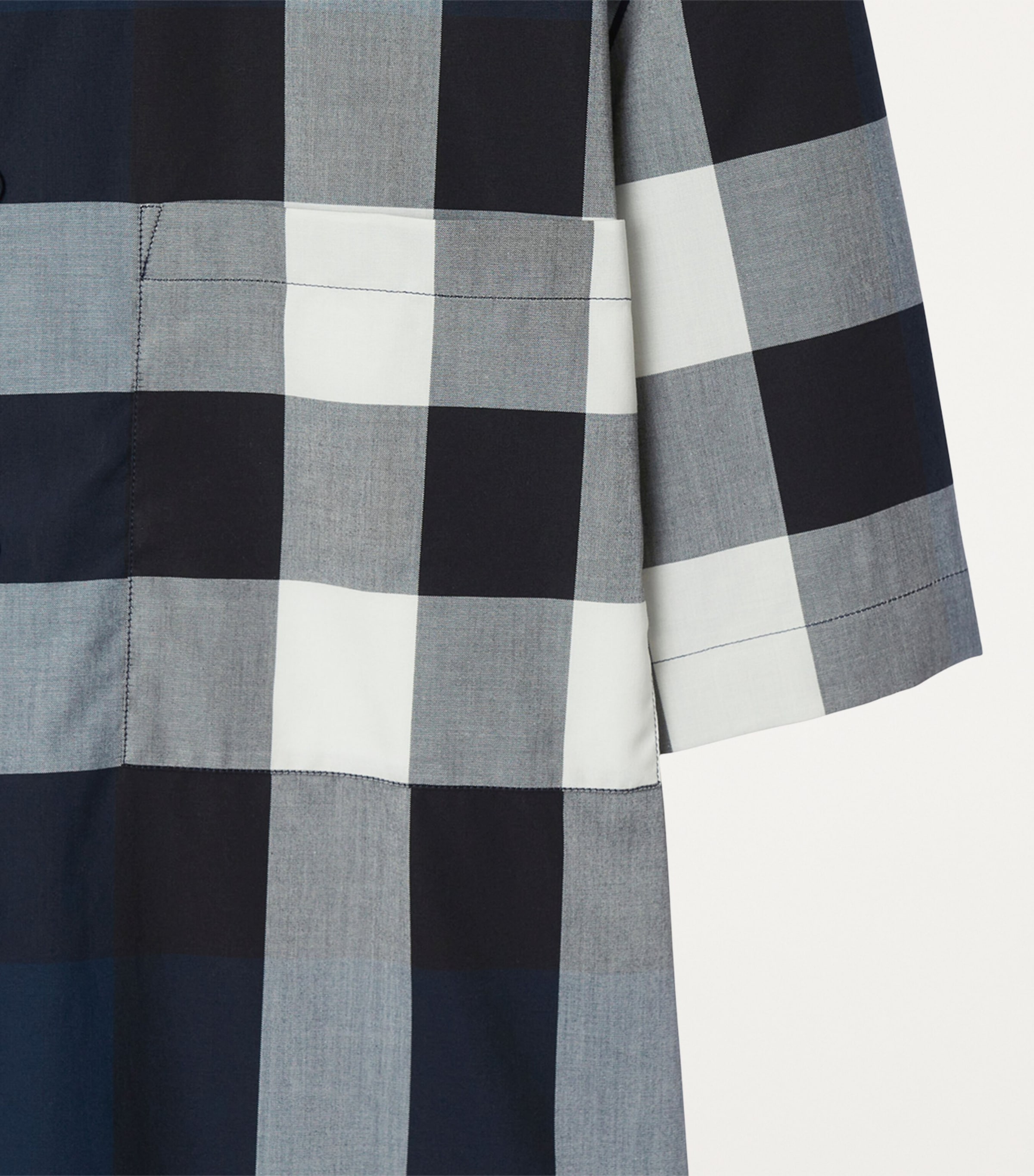 Cotton Enlarged-Check Short-Sleeve Shirt NAVY IP CHECK Image 5