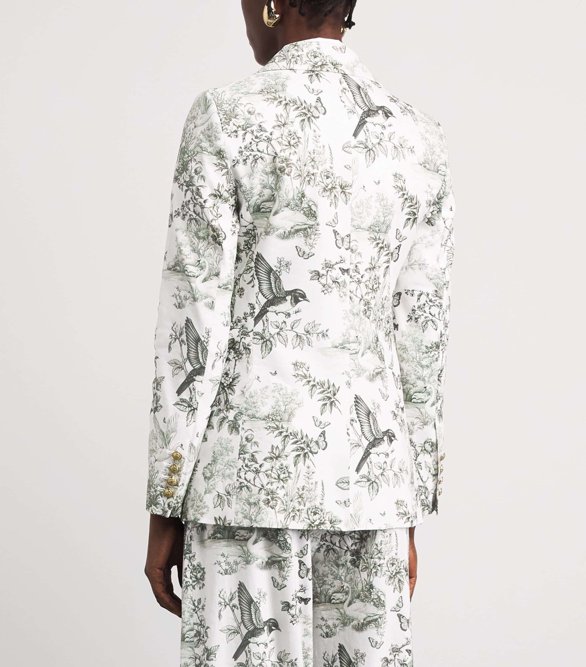 Alice+Olivia Womens Linen-Blend Printed Macey Blazer Daybreak Image 5