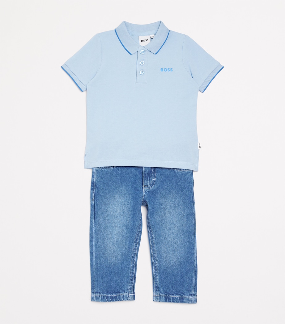 Cotton Logo Polo Shirt (3-18 Months) 887 PERSIAN BLUE Image 3