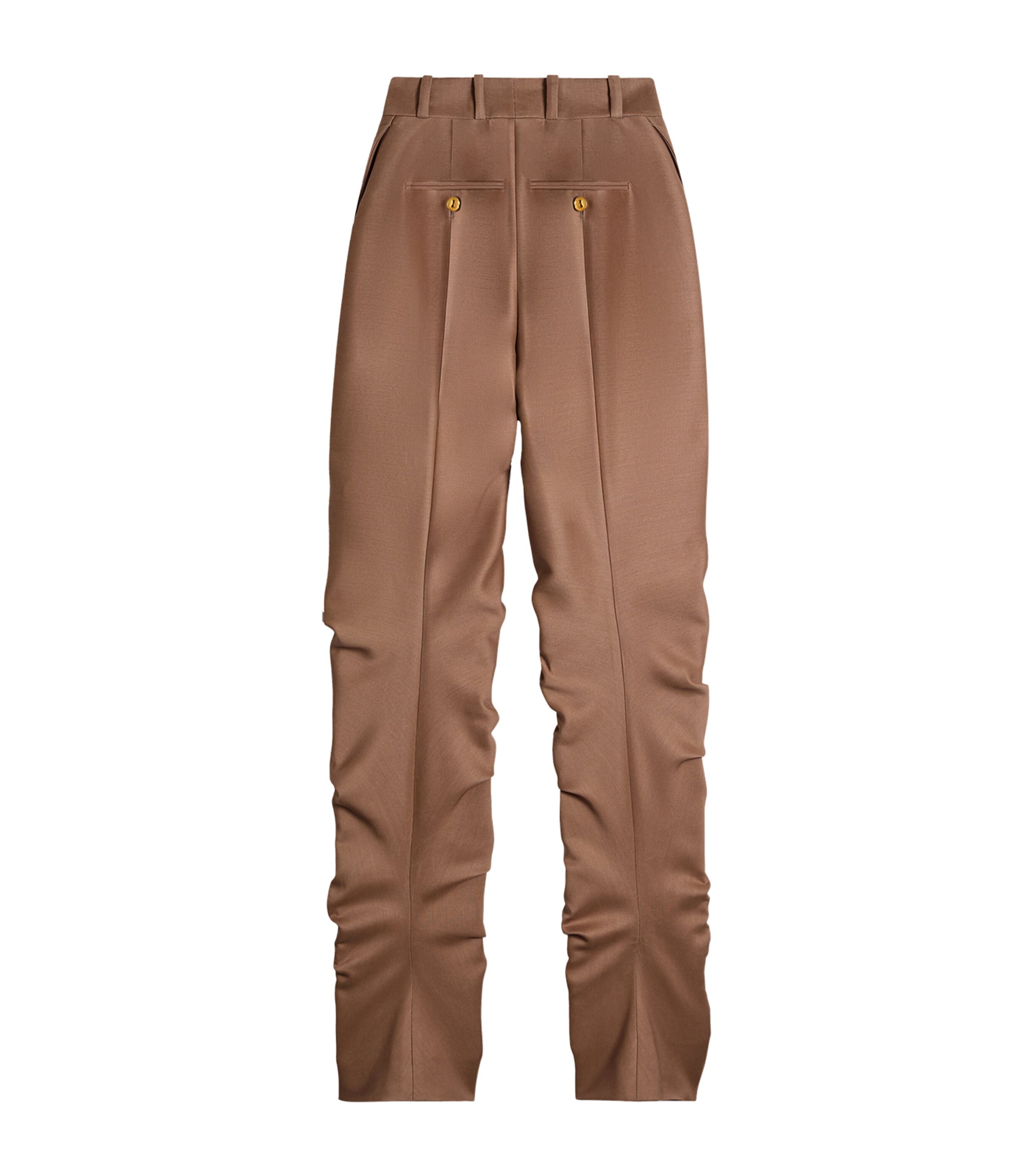 Schiaparelli Womens Wool-Silk Demi-Lune Trousers Dark Brown Image 5