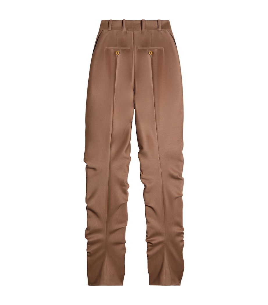 Schiaparelli Womens Wool-Silk Demi-Lune Trousers Dark Brown Image 5