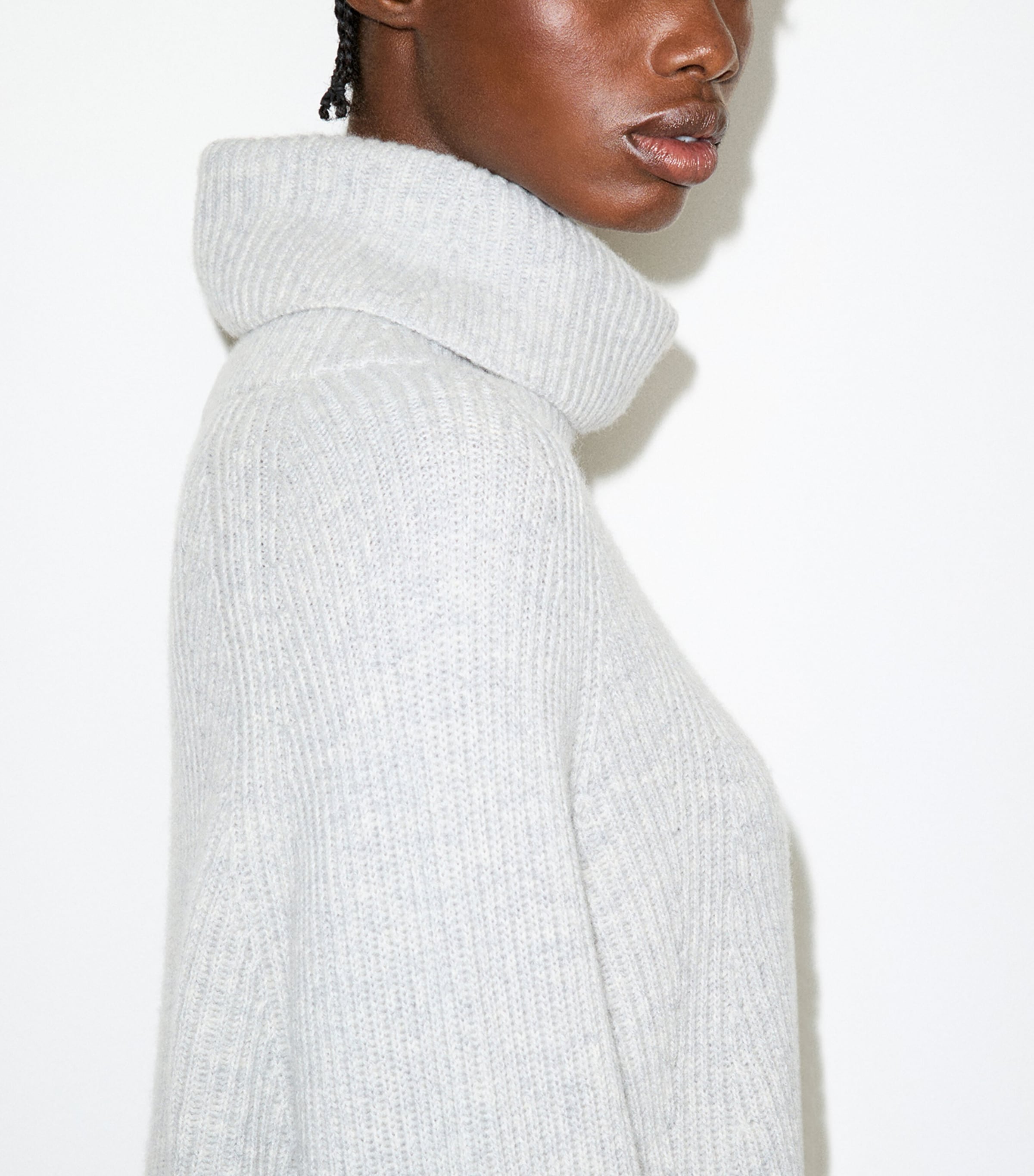 MAX&Co. Womens Wool-Cashmere Rollneck Sweater Light Grey Image 5