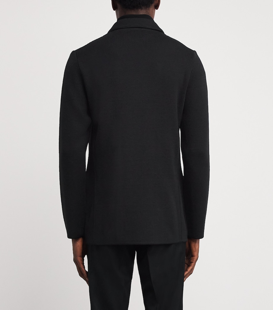 Virgin Wool Knitted Blazer 999 BLACK Image 4