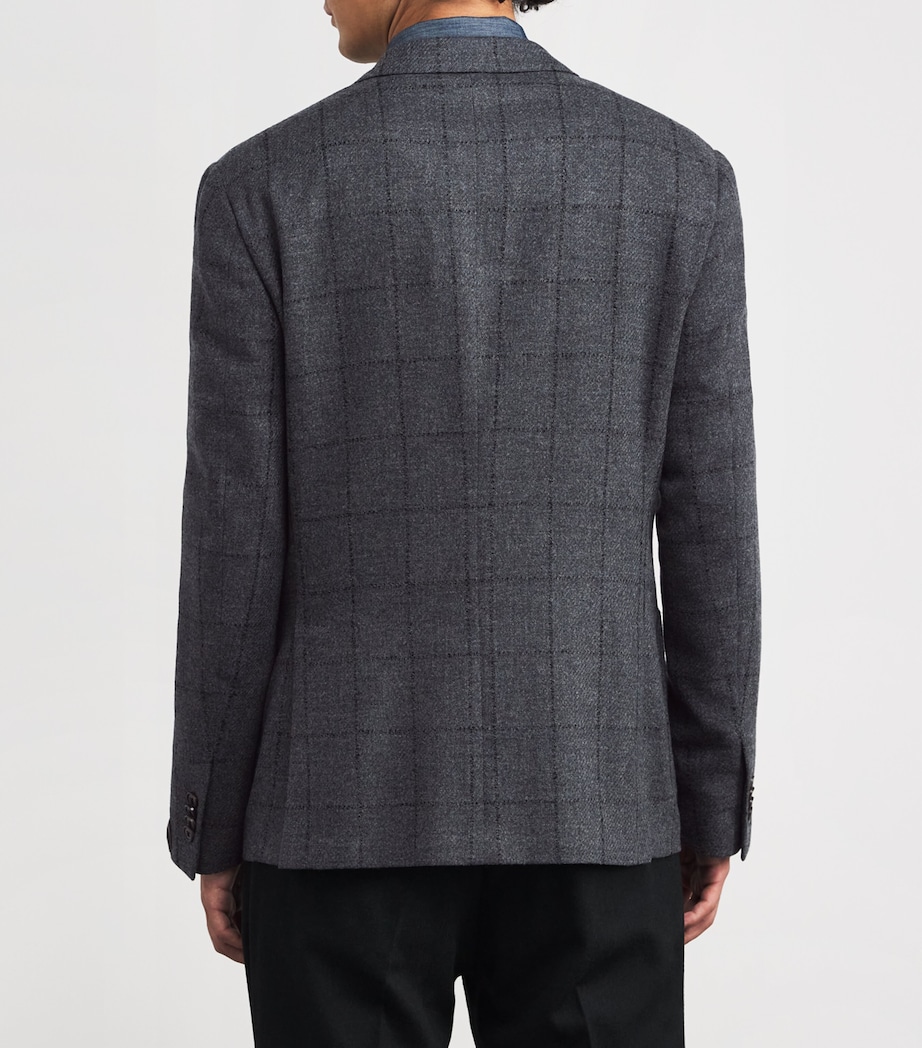 Virgin Wool-Cashmere Check Blazer 014 GREY Image 4