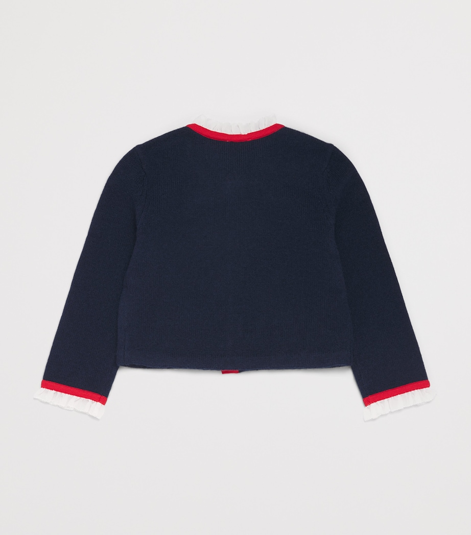 Self-Portrait Kids Knit Corsage-Detail Cardigan (3-12 Years) Navy Image 2