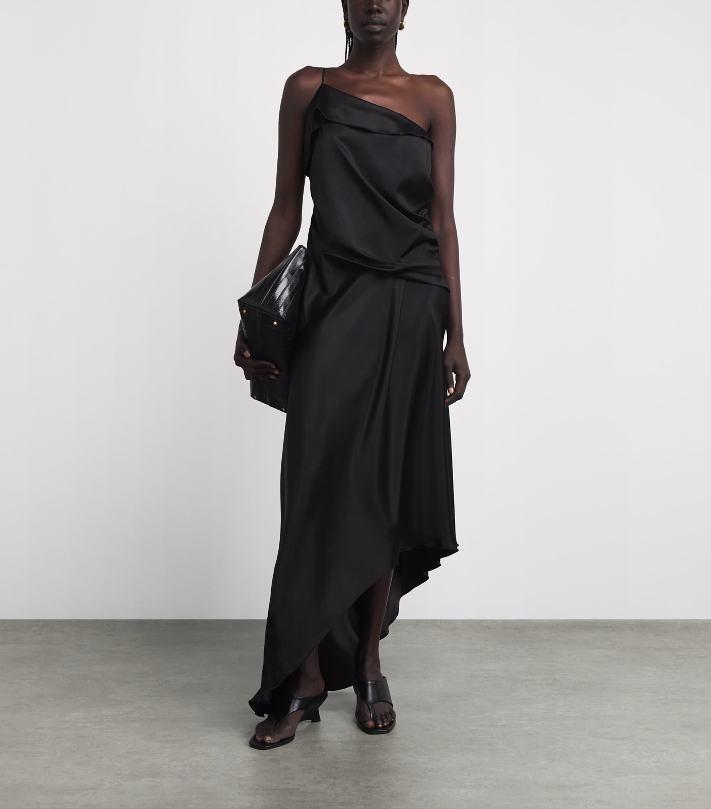 CAMILLA AND MARC Womens Silk Asymmetric Odessa Maxi Dress Dblk Black Image 2