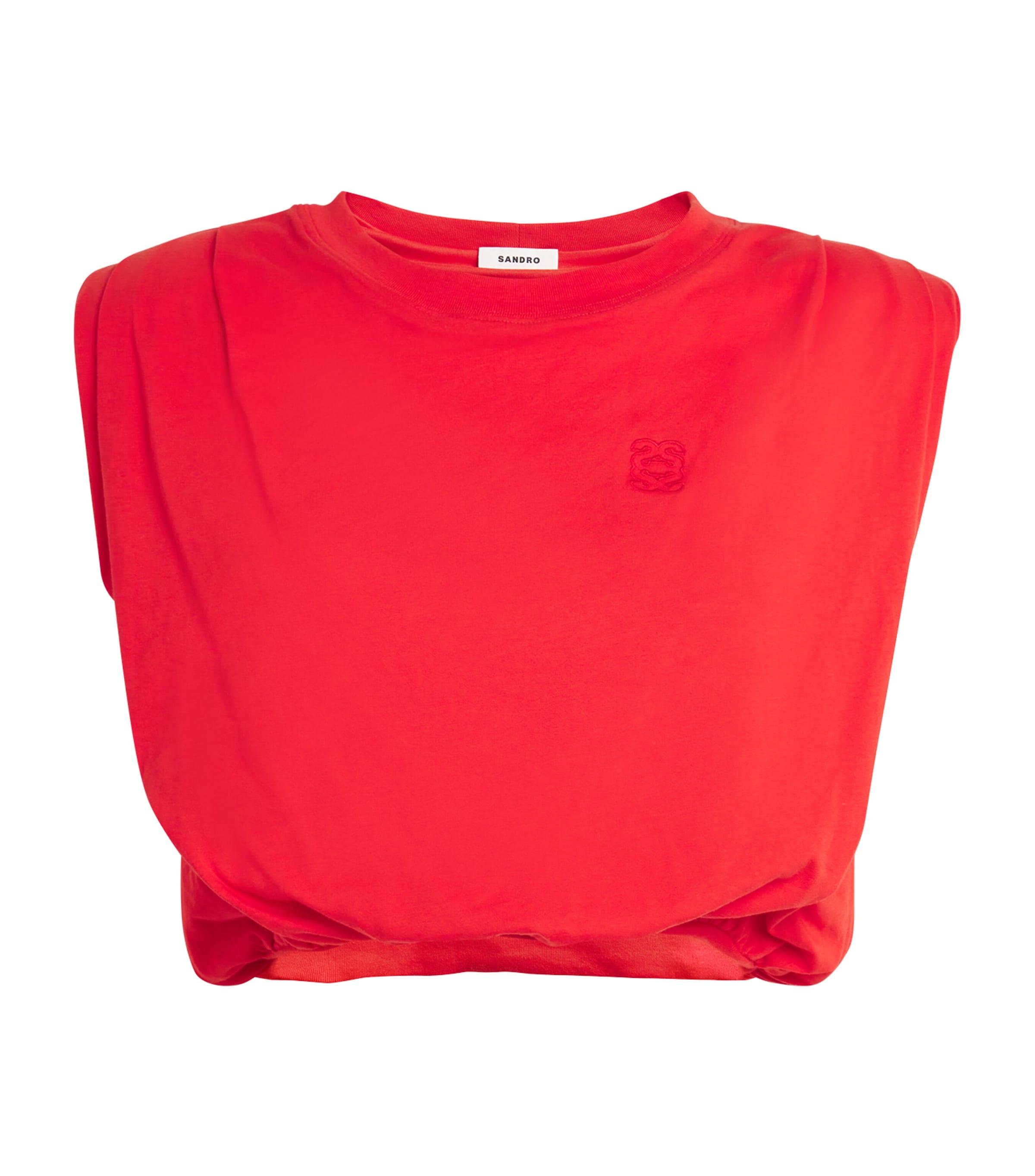 Sandro Cropped Draped T-shirt In Red