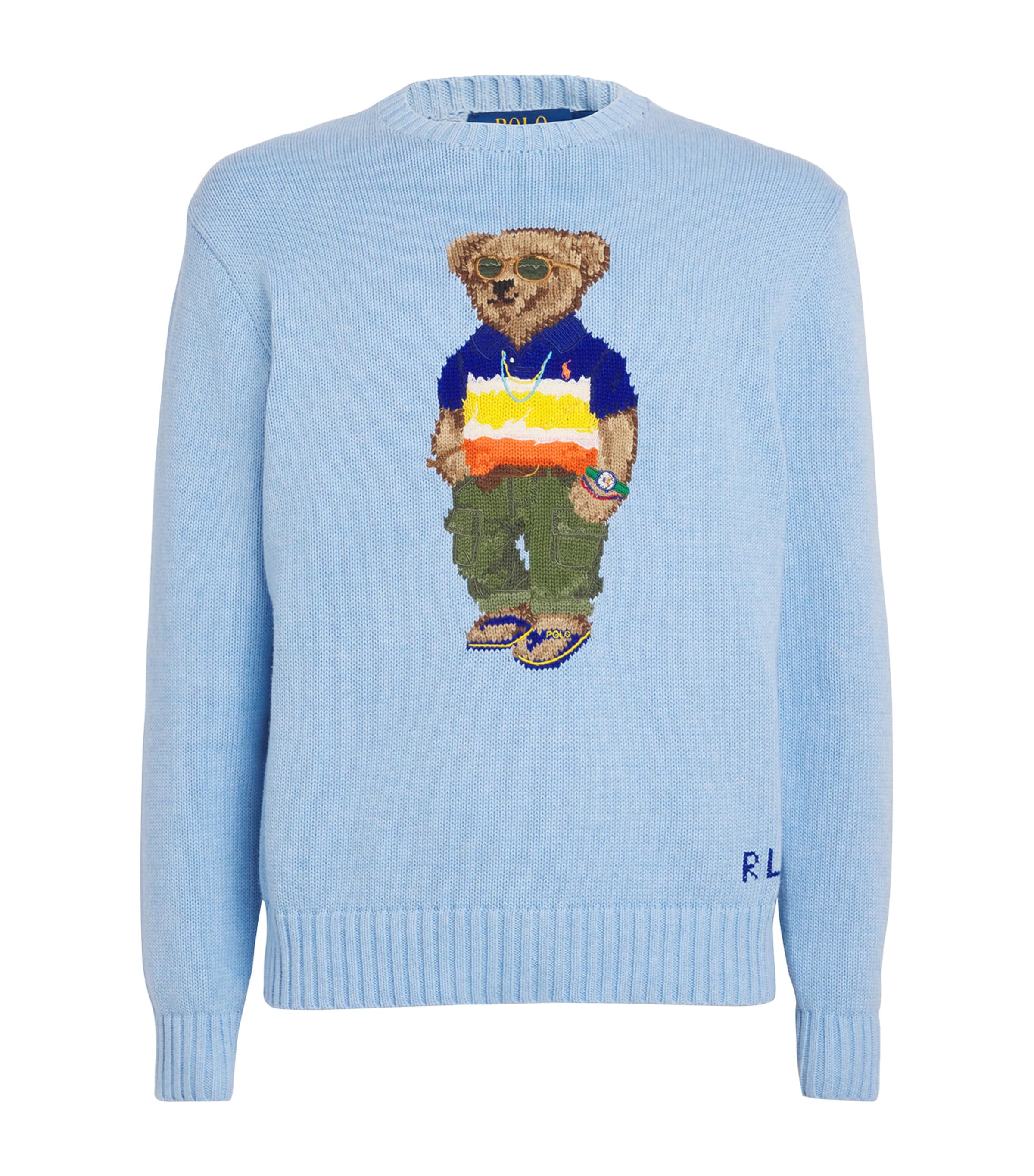 Polo Ralph Lauren Mens Cotton Polo Bear Sweater Blue Image 1
