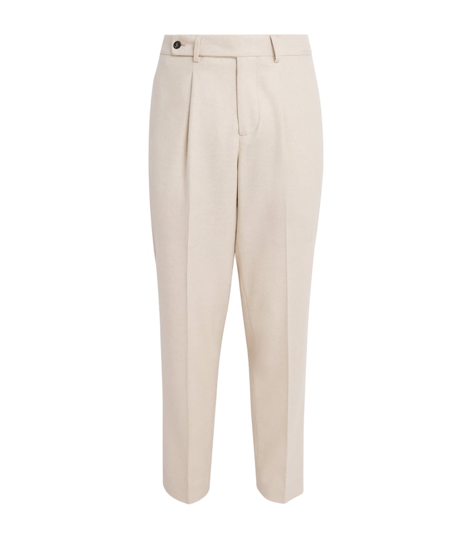 Colombo Mens Cashmere Pleated Straight Trousers Natural White Image 1