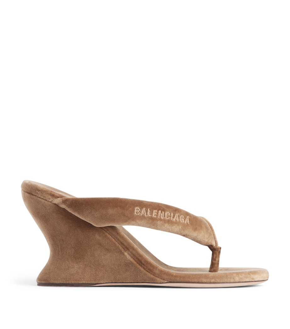 Balenciaga Velvet Gaeta Thong Wedge Sandals 90 Image 1