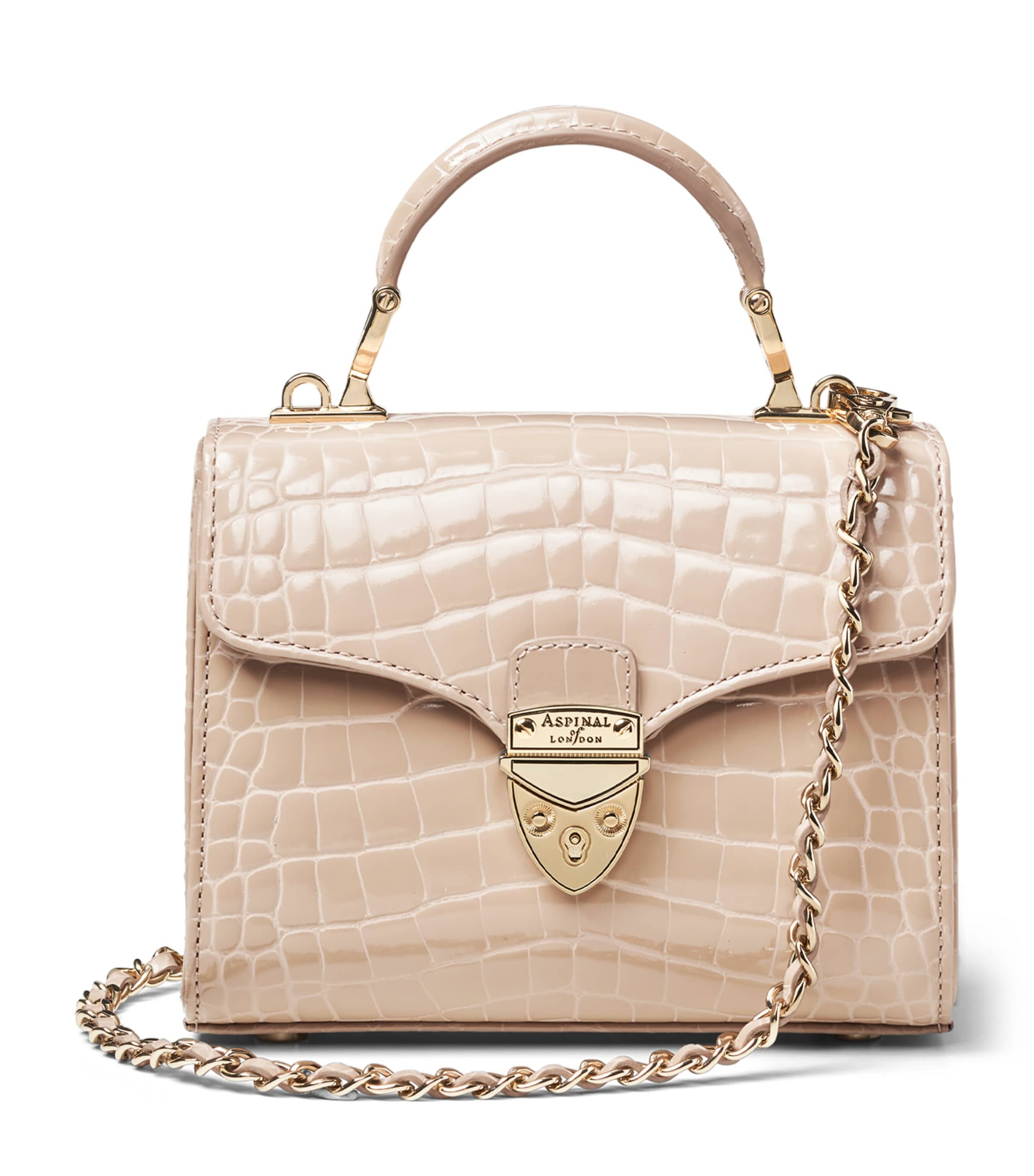 Aspinal Of London Mini Leather Mayfair Top-Handle Bag Taupe Image 1