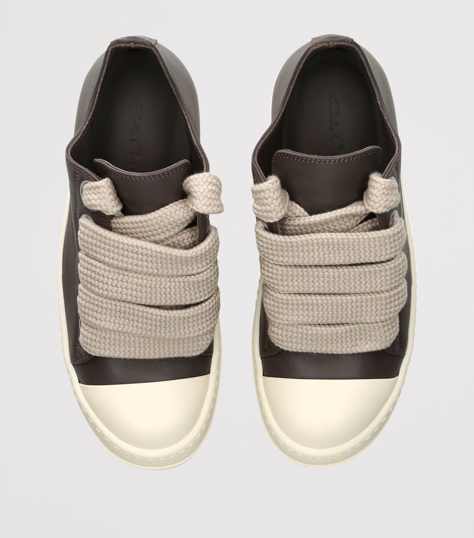 Rick Owens Leather Jumbo-Lace Sneakers Grey/d.cmb Image 4