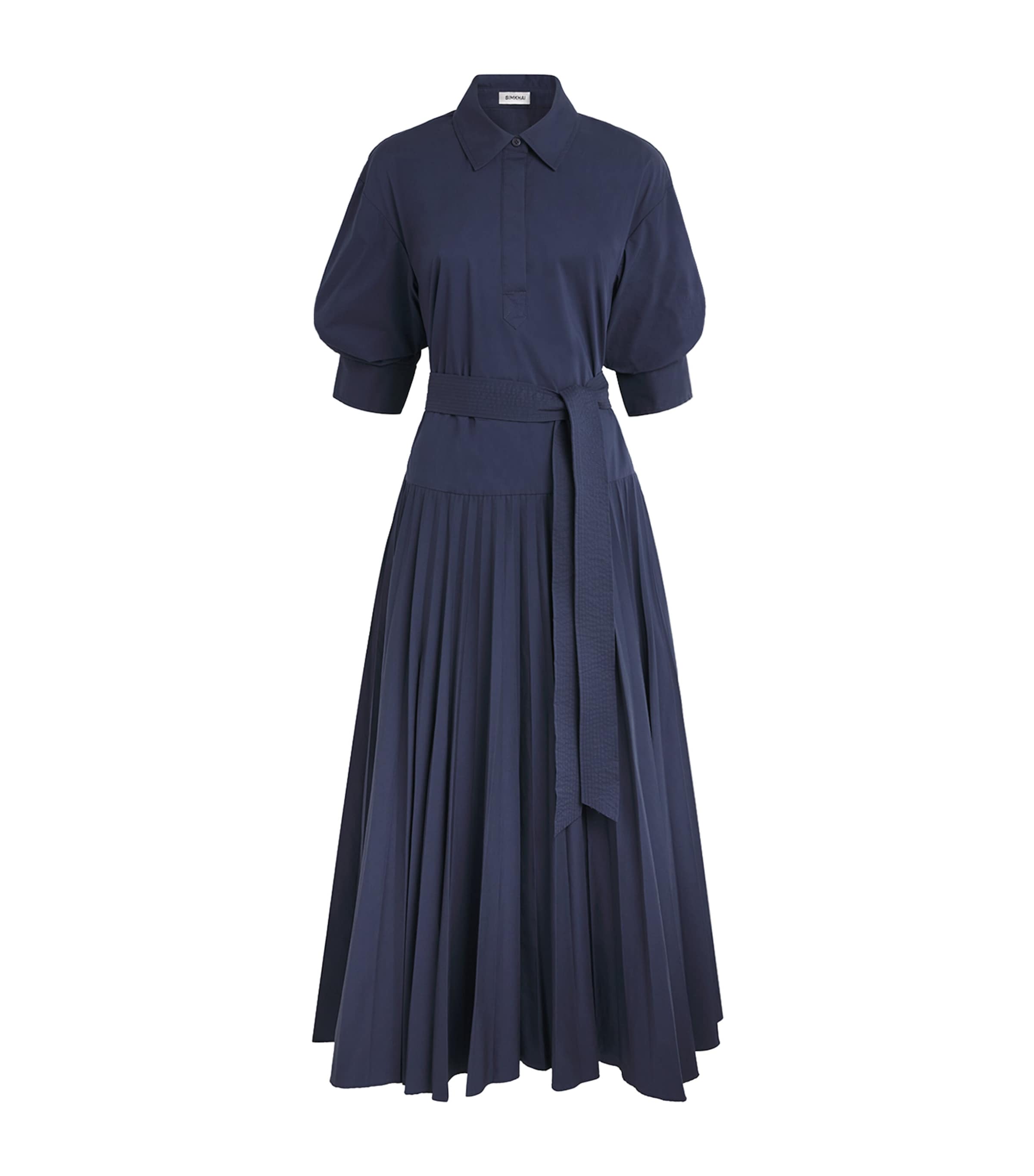 Simkhai Womens Poplin Belted Arlo Maxi Dress Midnight Image 1