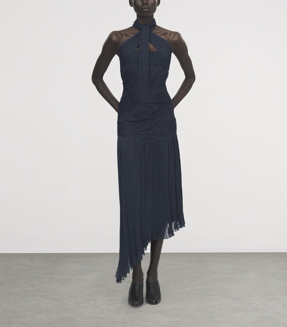 McQueen Womens Asymmetric Halterneck Midi Dress Image 2